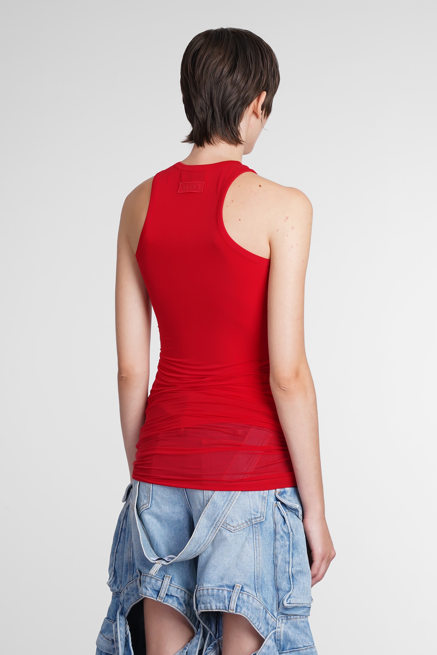 Shop Attico Tank Top In Red Polyamide Polyester