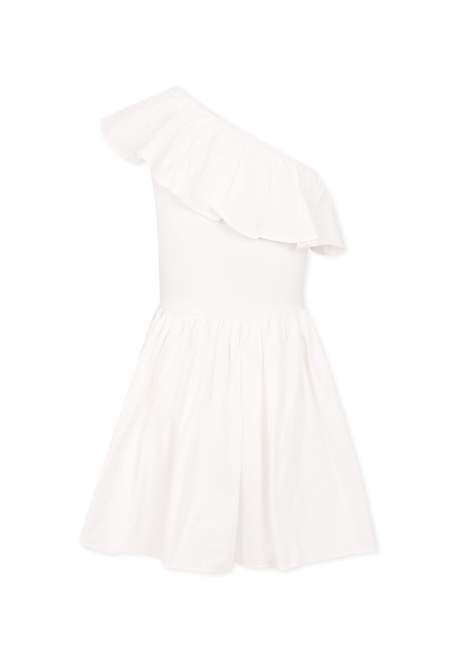 Molo White Dress For Girl In White