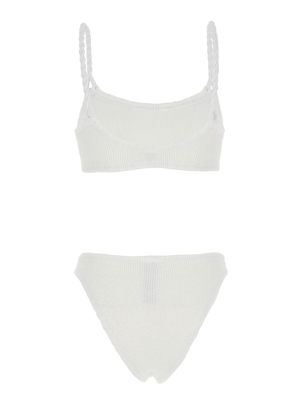 Hunza G Phoebe White Bikini With Twisted Straps And Scoop Neck In Tech Fabric Woman In White