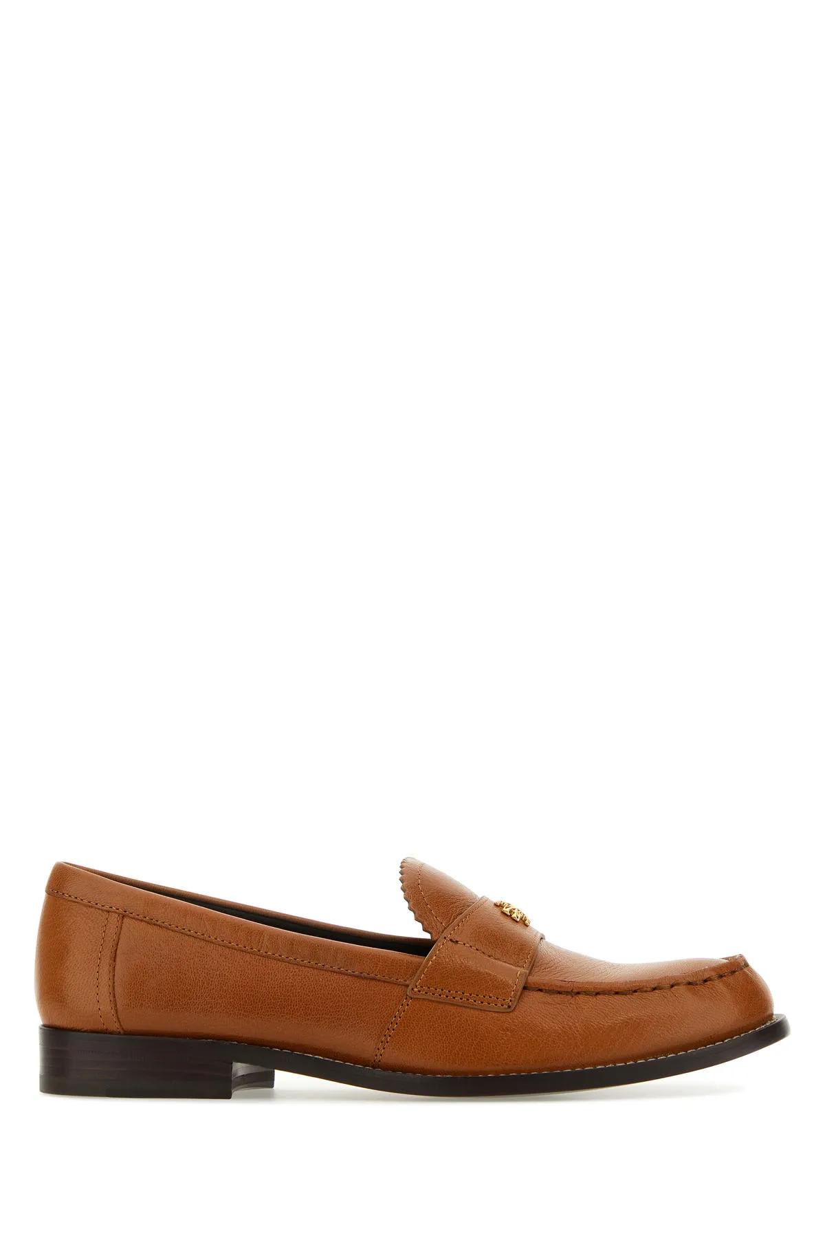 TORY BURCH CAMEL LEATHER LOAFERS