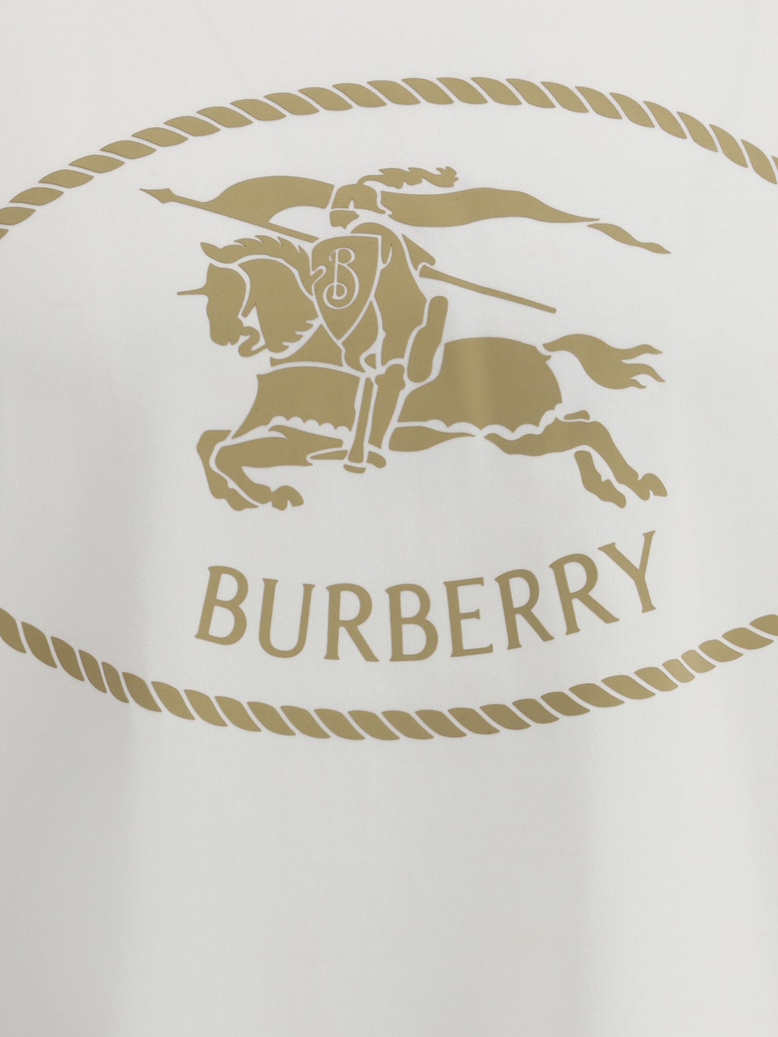 Burberry Men Beige Crewneck T-shirt With Maxi Logo On The Front In Cotton Man In Multi