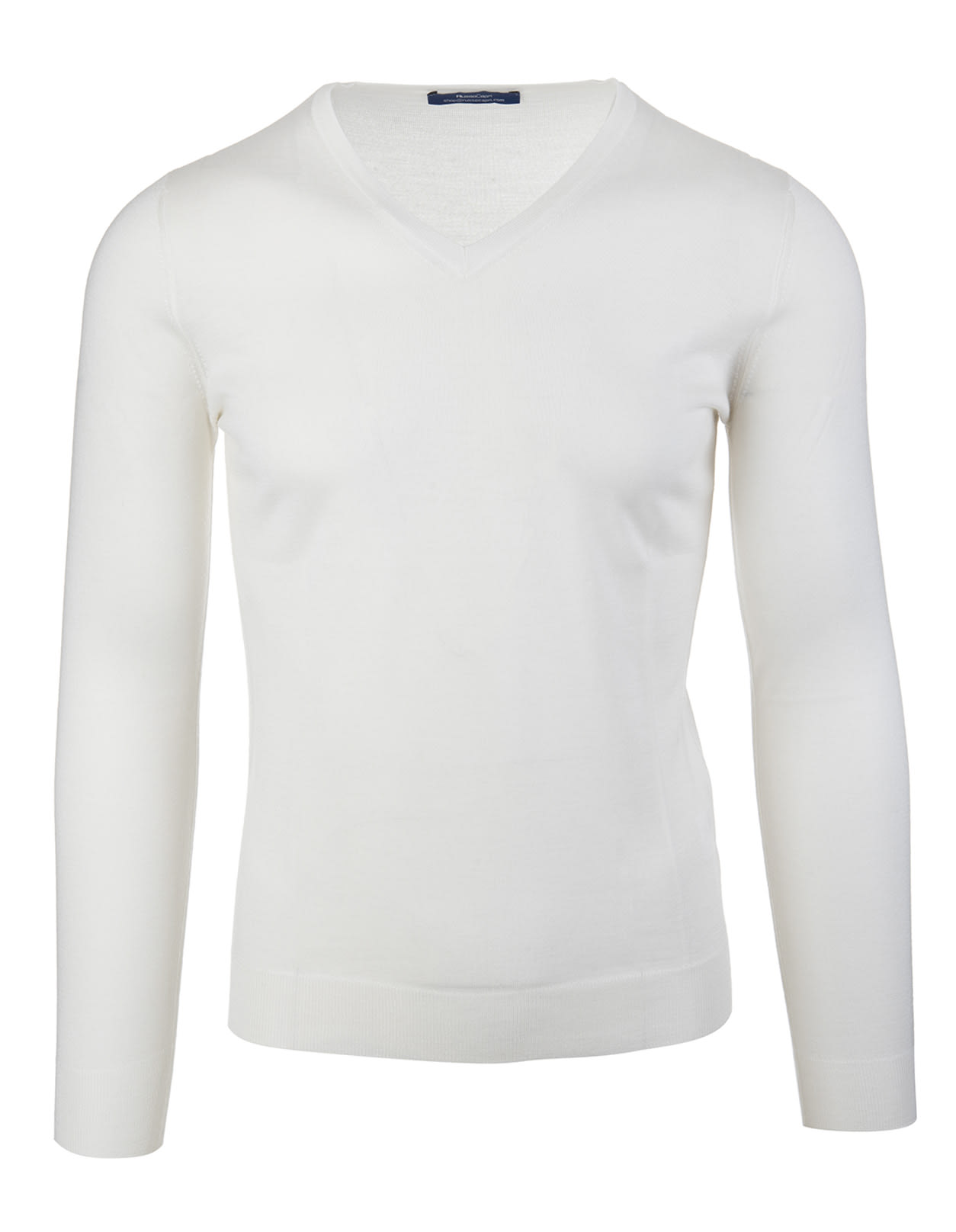 FEDELI FEDELI MAN V-NECK PULLOVER IN WHITE SILK AND CASHMERE