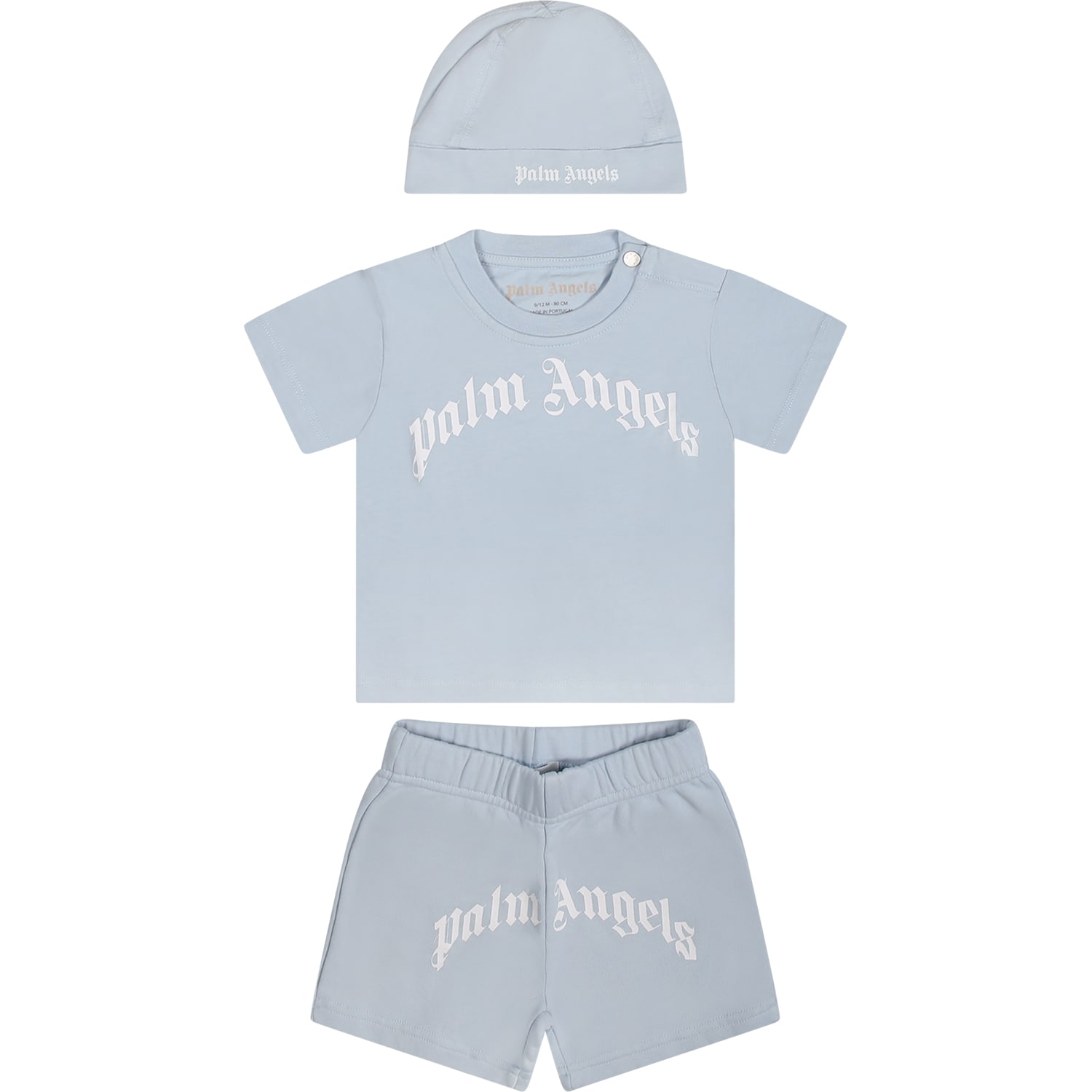 PALM ANGELS LIGHT BLUE SUIT FOR BABY BOY WITH LOGO