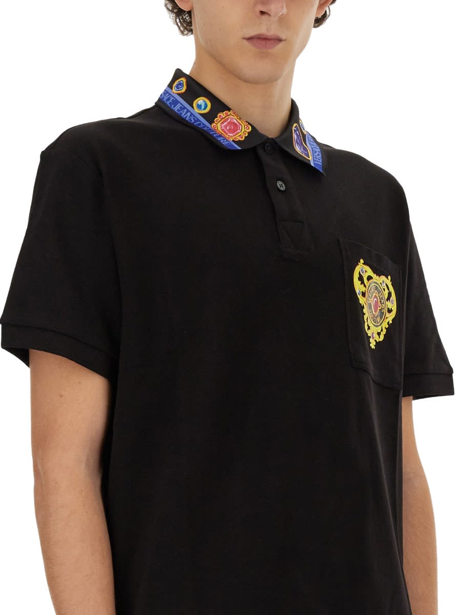 Shop Versace Jeans Couture Polo Heart In Black