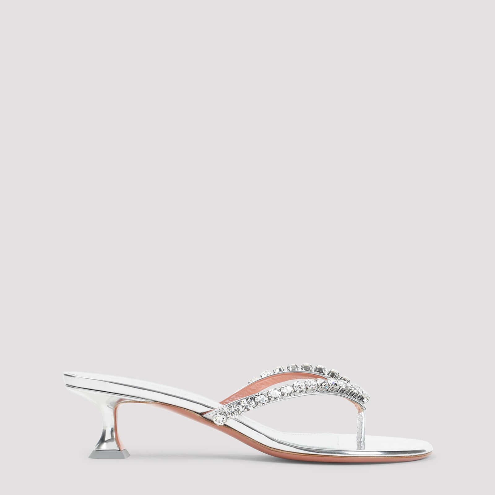 Amina Muaddi Gigi Thong Mirror Sandals In White