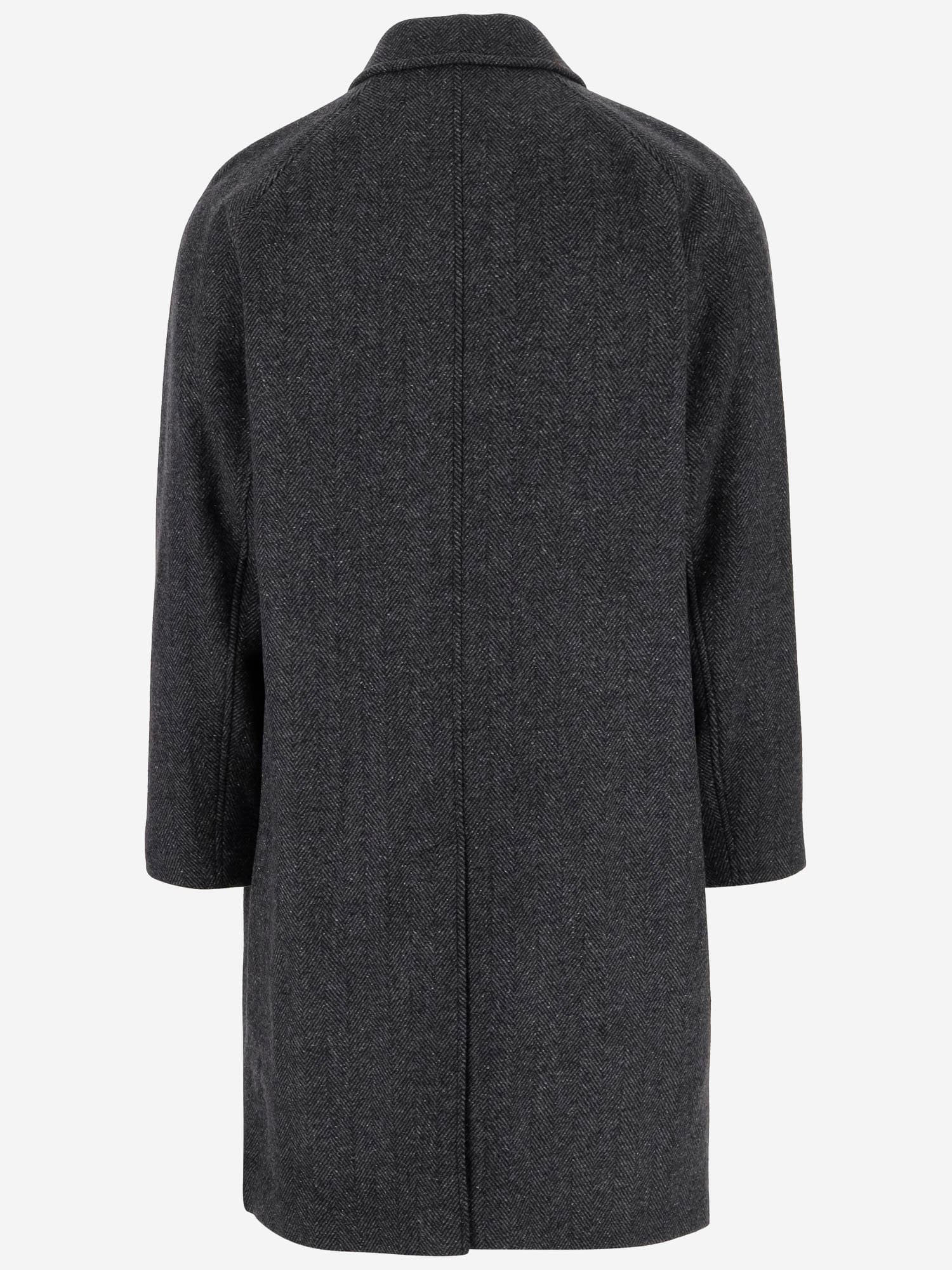 Vince Wool-blend Herringbone Coat In Gray