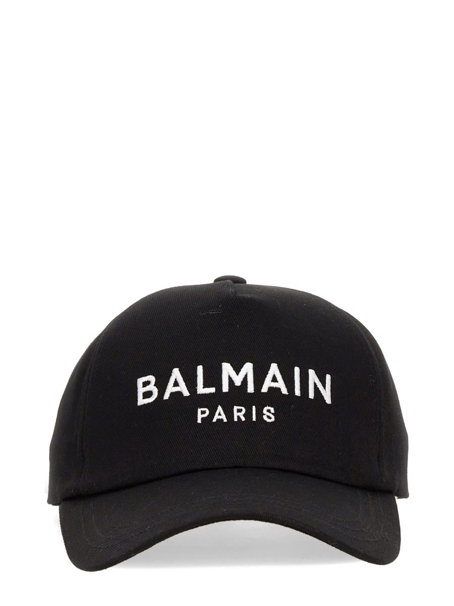 Shop Balmain Baseball Hat With Logo In Black