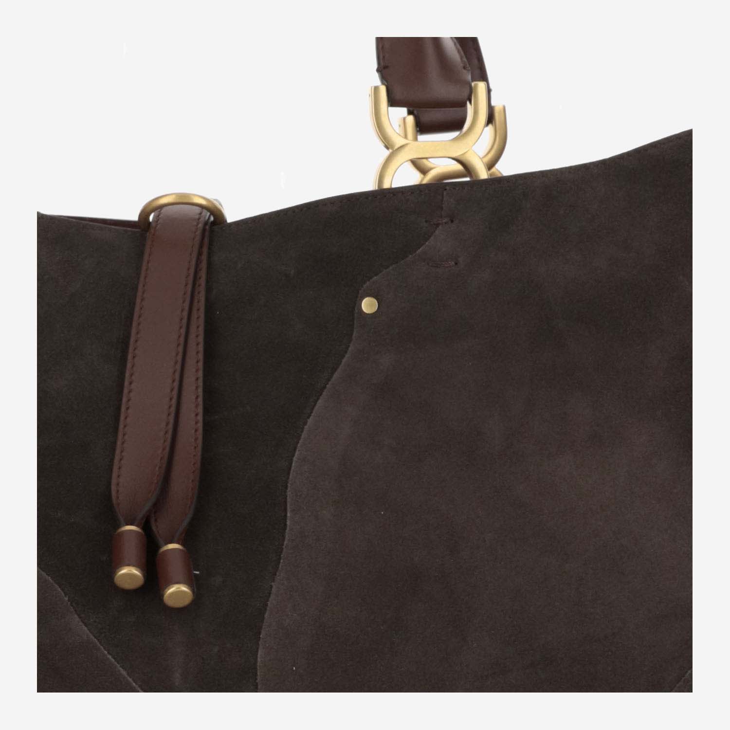 Shop Chloé Marcie Leather Tote Bag In Brown