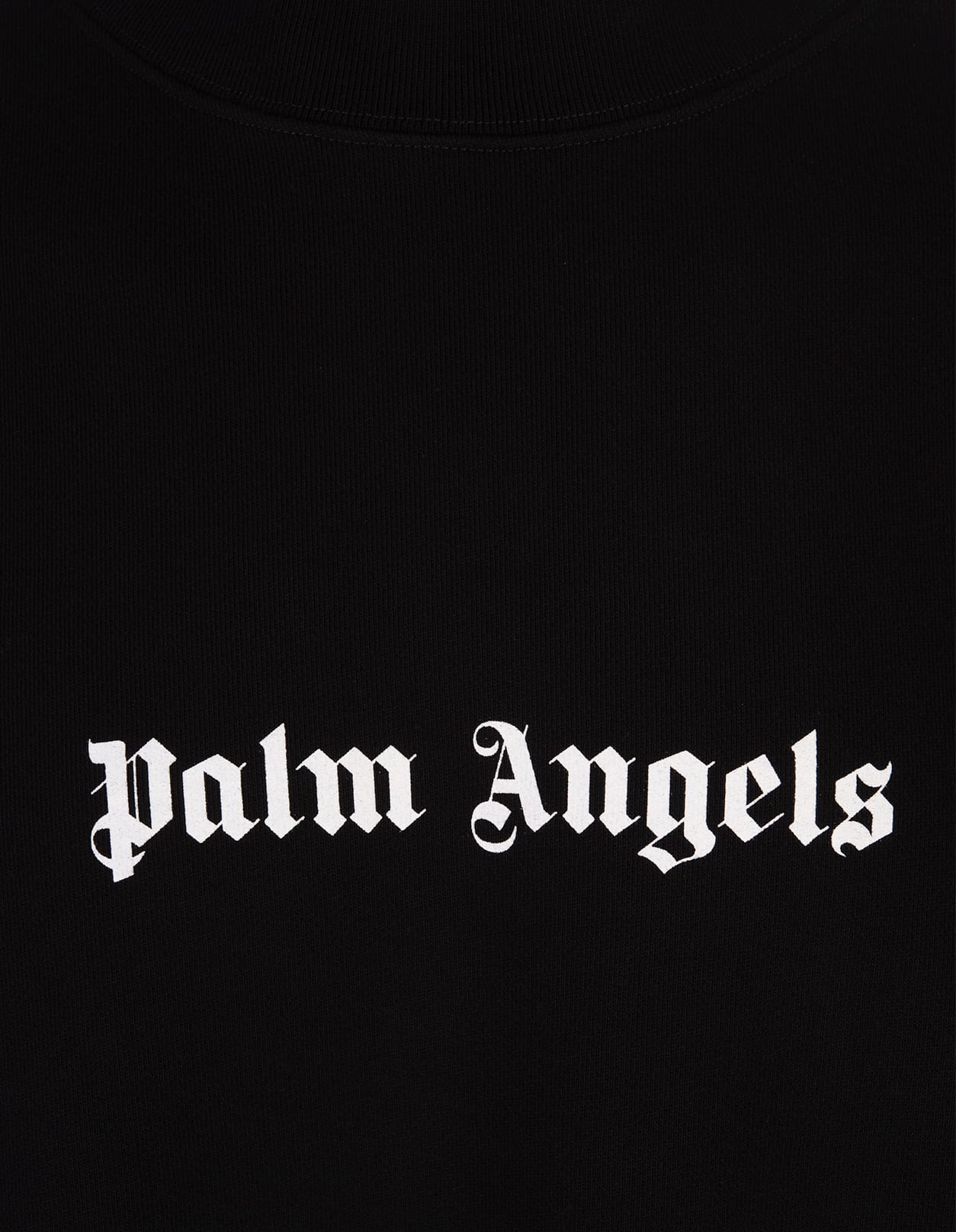 PALM ANGELS BLACK CREW-NECK SWEATSHIRT WITH CONTRAST LOGO 