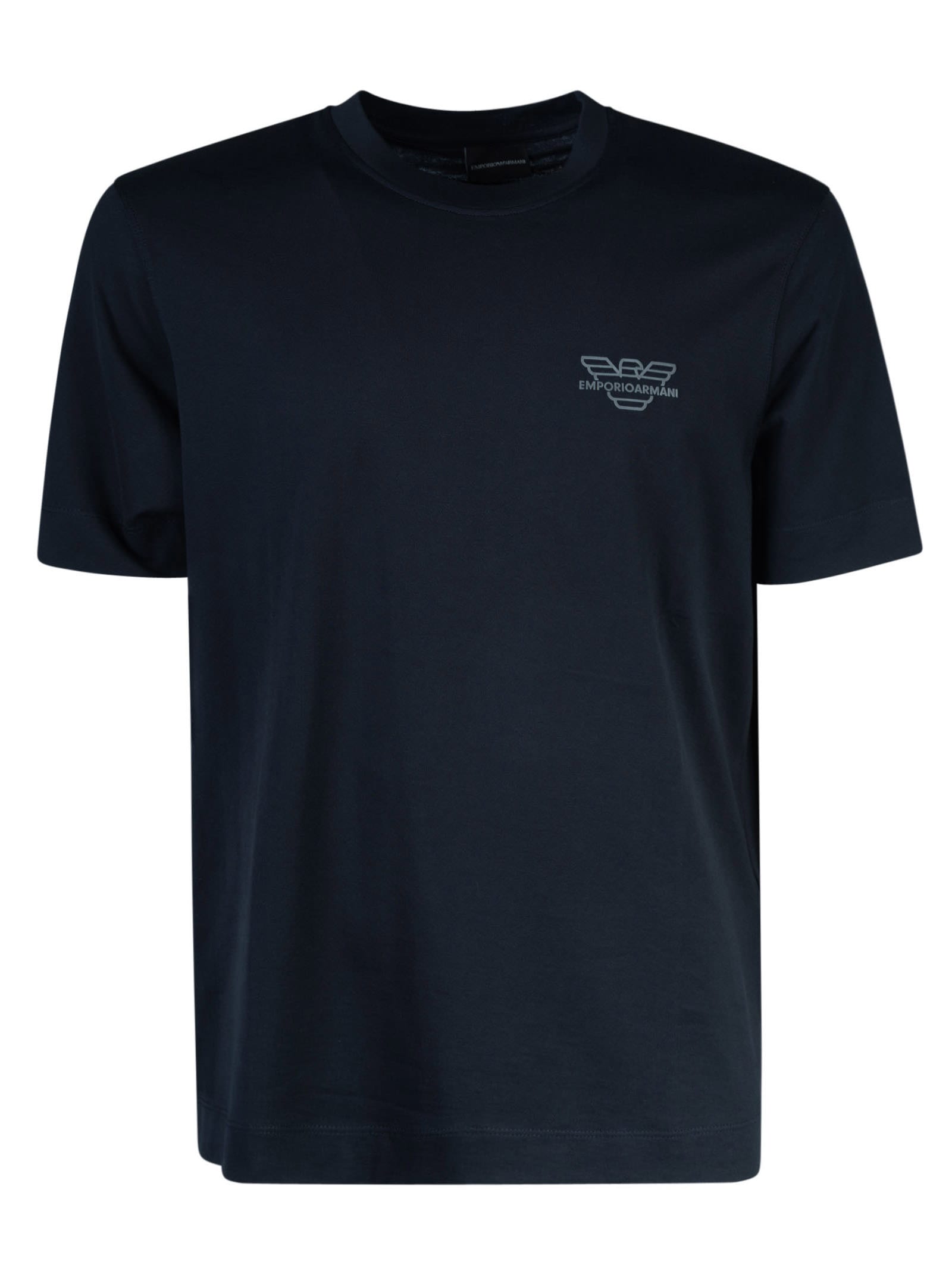 Emporio Armani Logo Print T-shirt In Eagle Navy