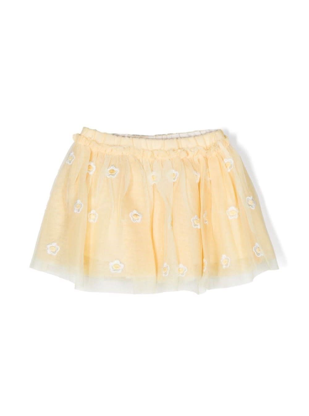 Shop Stella Mccartney Yellow Short Skirt With Embroidered Daisies In Polyester Girl