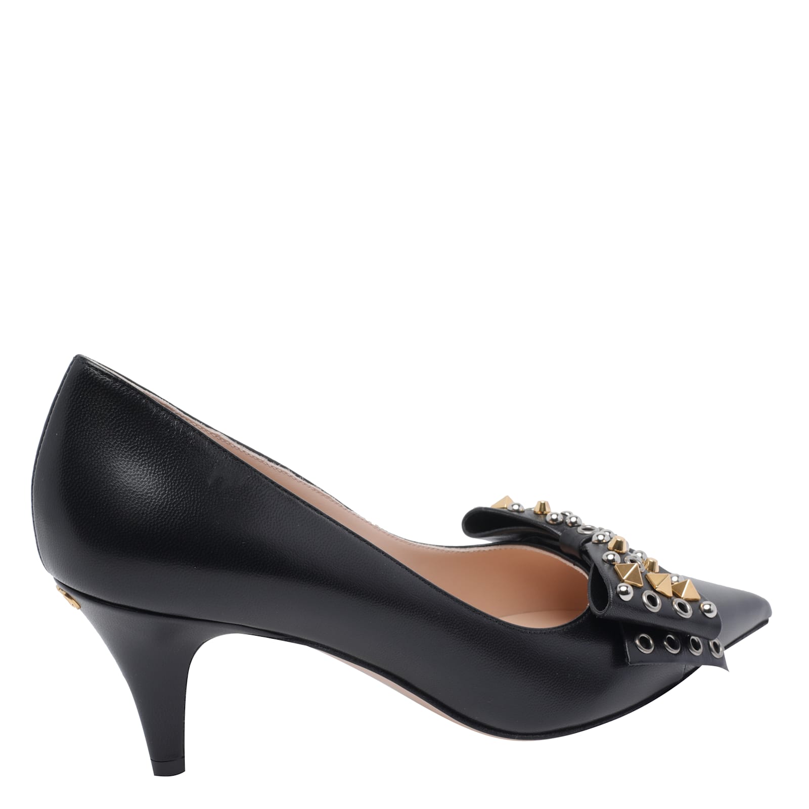 Valentino Chic Kitten Heel Pumps With Studded Bow In Multi