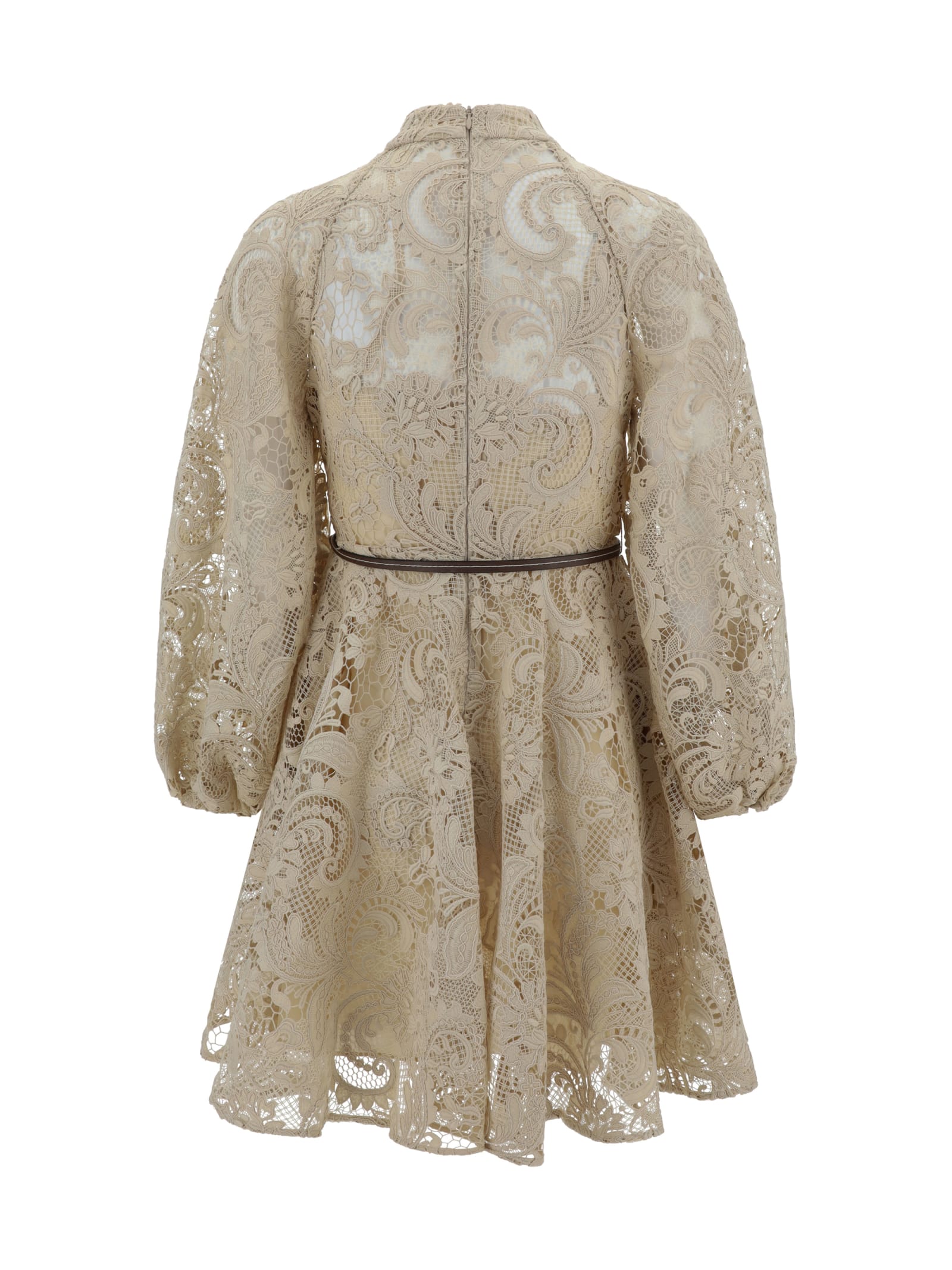 Shop Zimmermann Waverly Lace Dress In Taupe