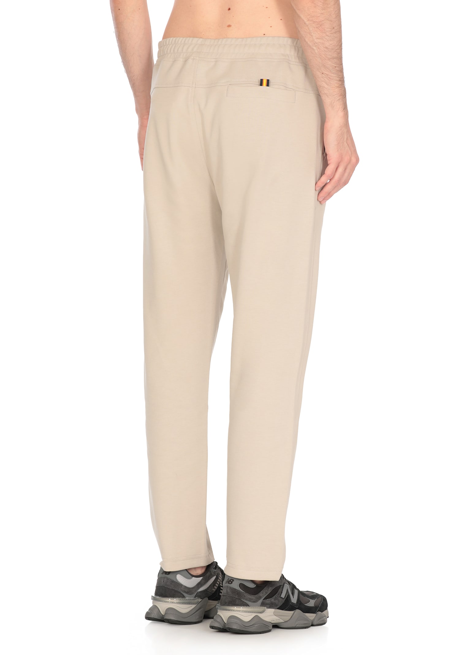 K-way Straight Leg Cotton Trousers With Elastic Waistband In White