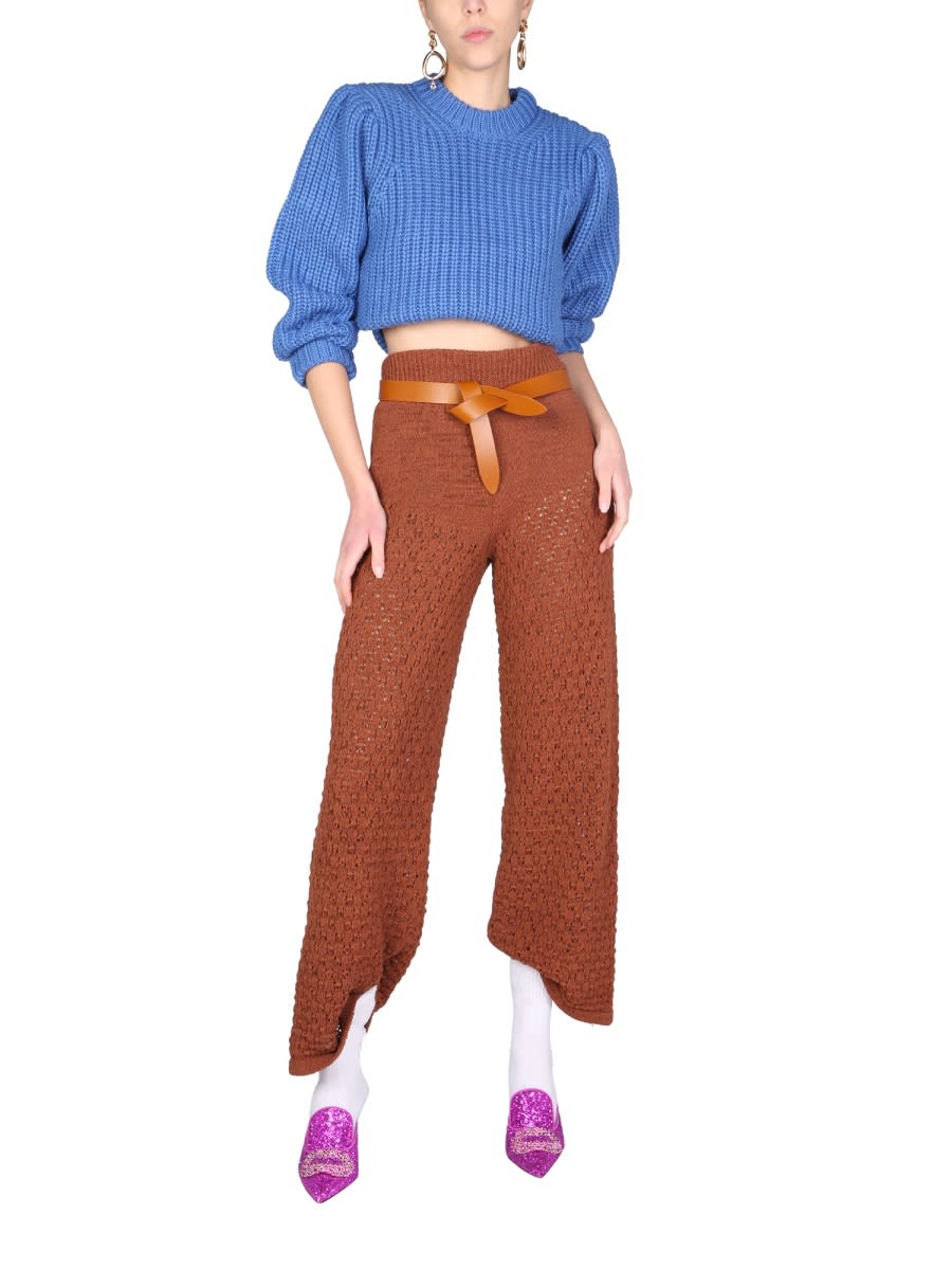 Shop Rotate Birger Christensen Calla Knit Trousers In Brown