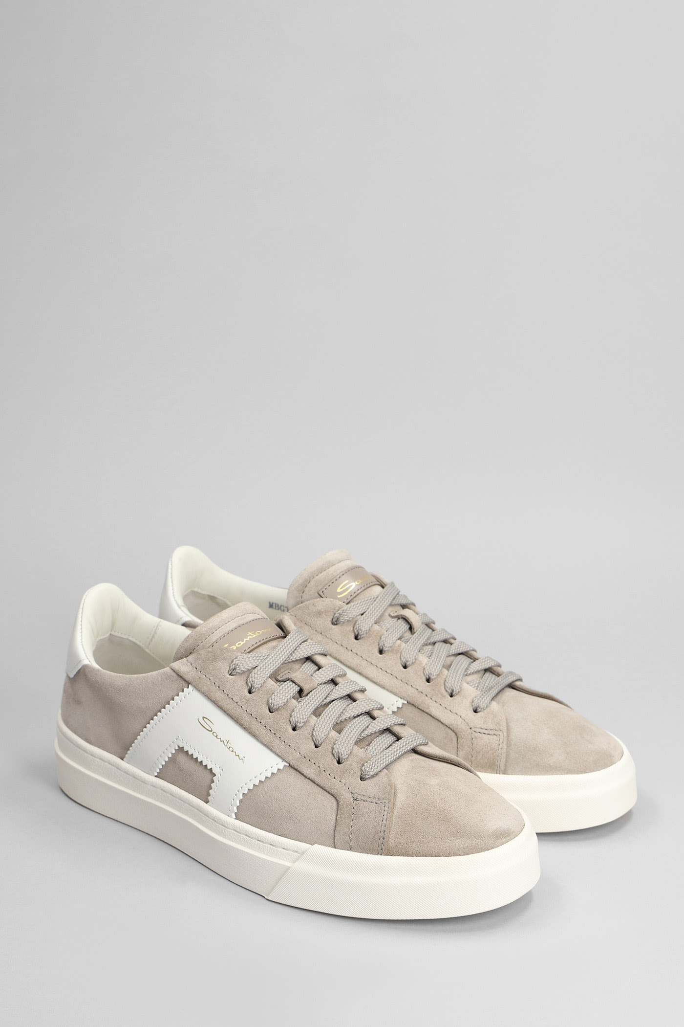 Shop Santoni Dbs1 Sneakers In Taupe Suede