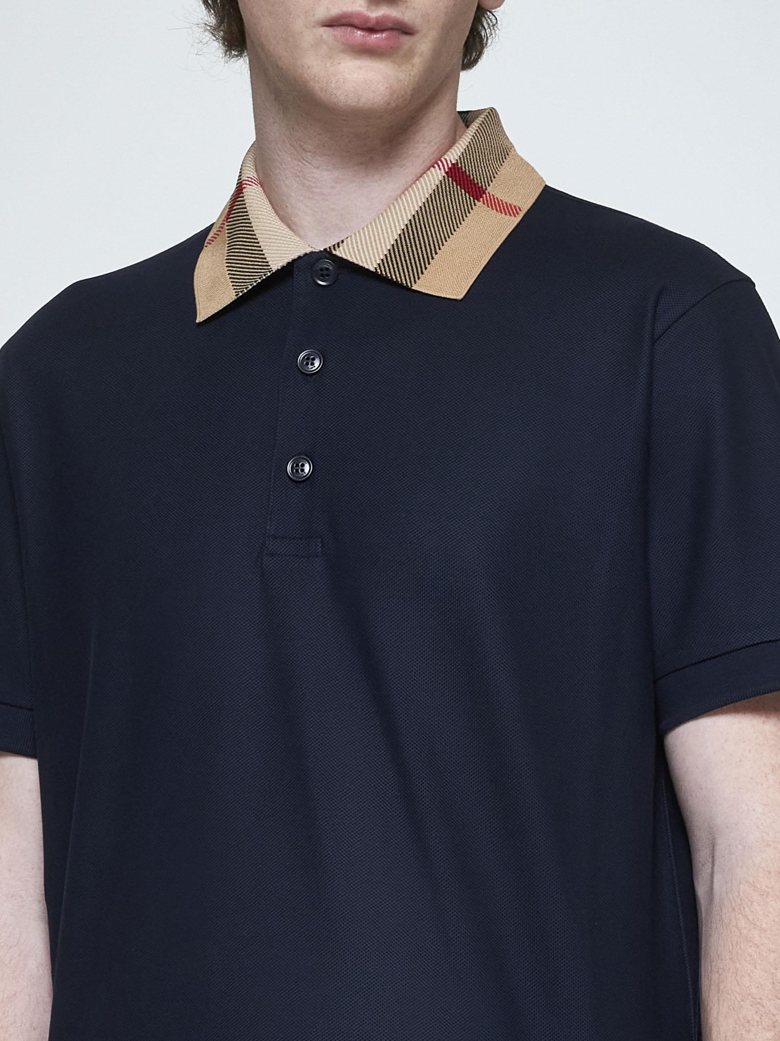 Shop Burberry Cody Cotton Polo Shirt In Blue