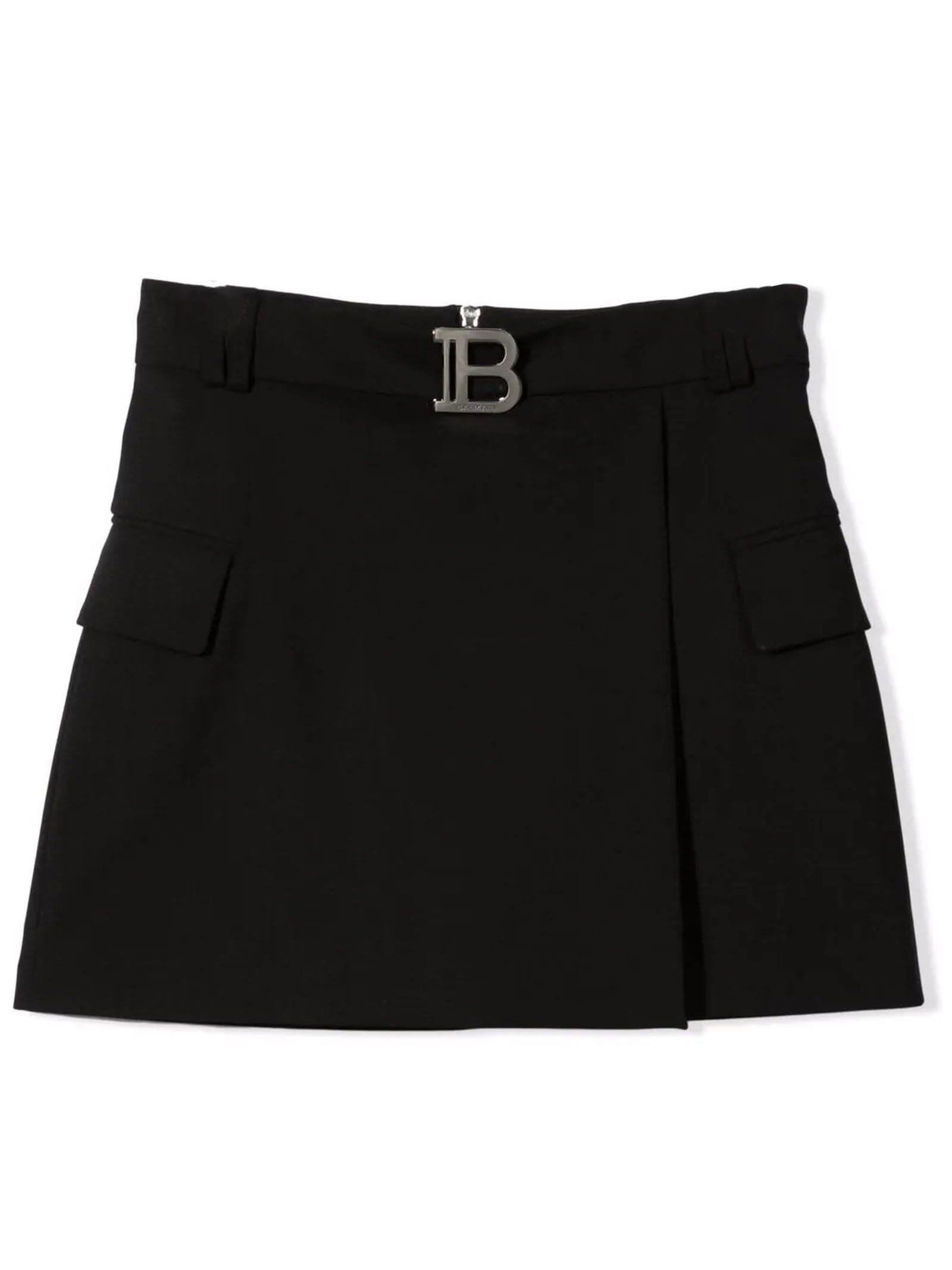 Balmain Black Wool Blend Skirt