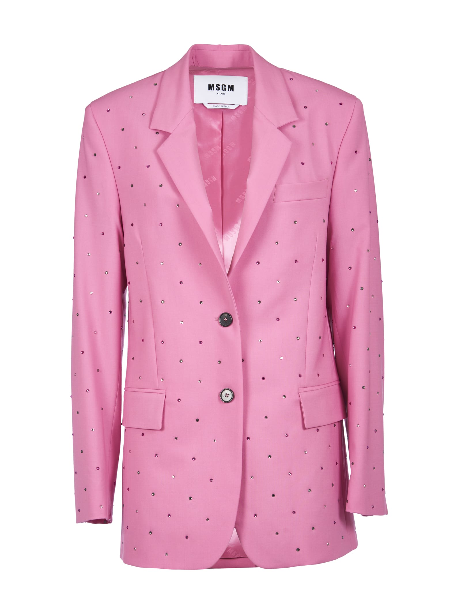 MSGM SINGLE-BREASTED BLAZER WITH CRYSTAL DECORATION BY MSGM