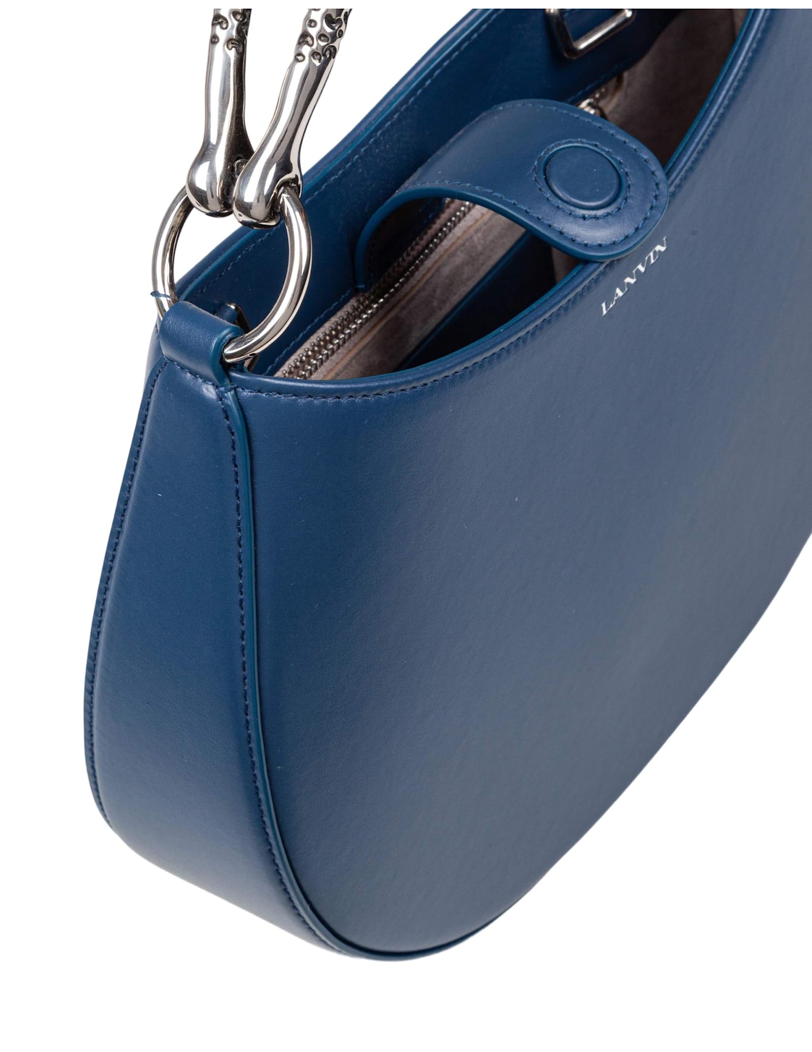 Lanvin Leather Cat Hobo Bag In Blue