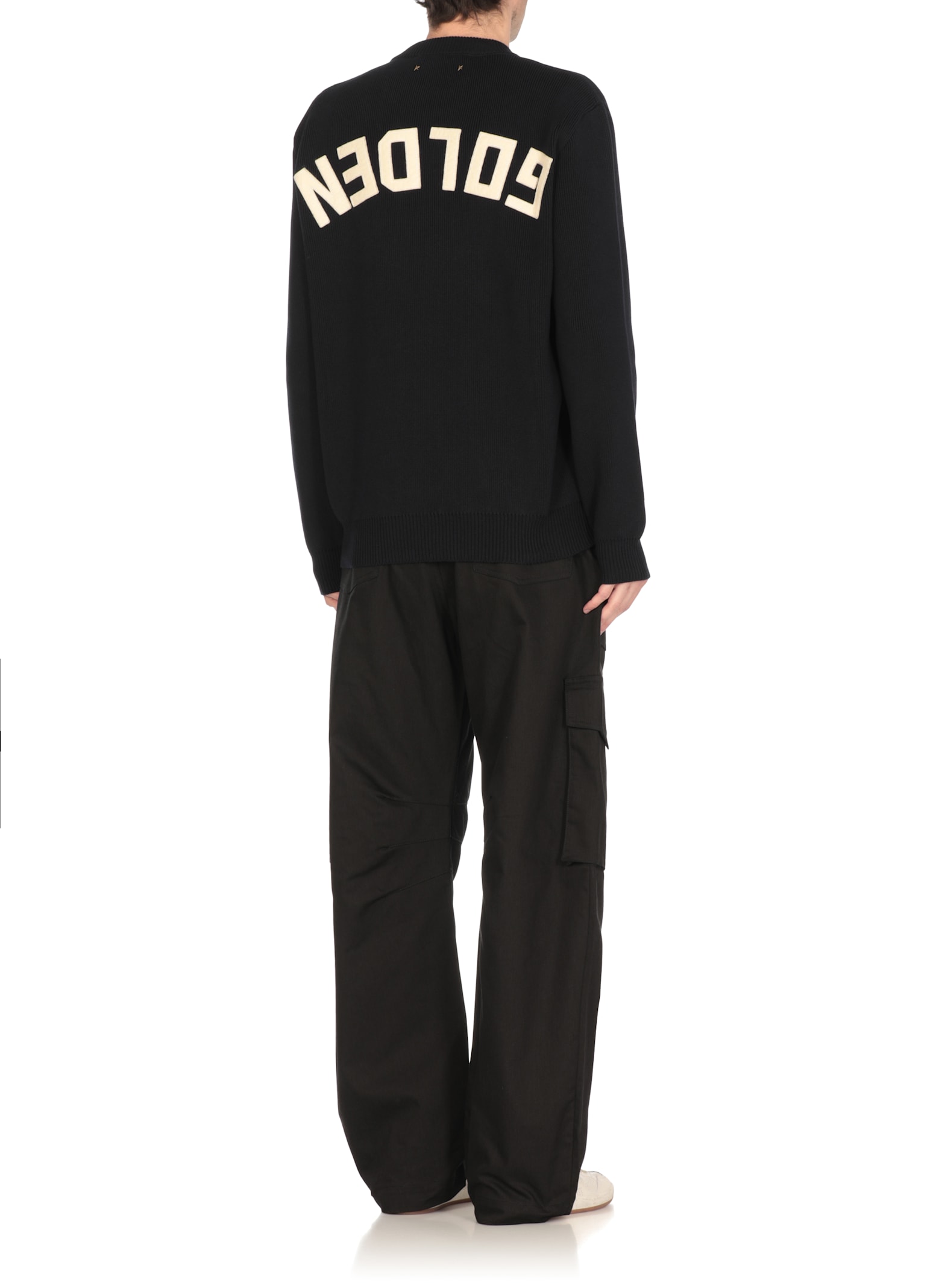 Golden Goose Ribbed Texture Crewneck Sweater In Blue