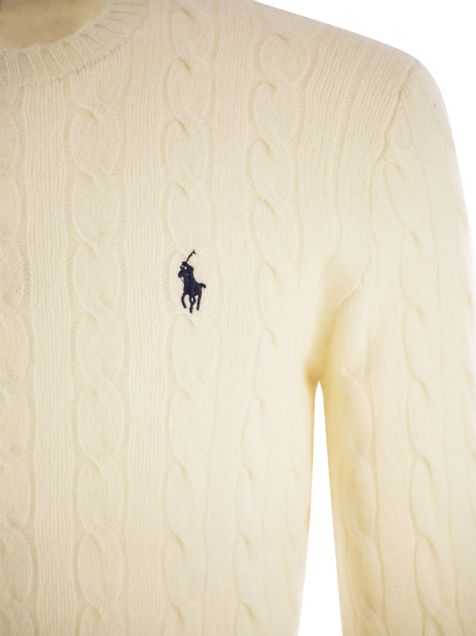 Shop Polo Ralph Lauren Wool And Cashmere Cable-knit Sweater In Cream