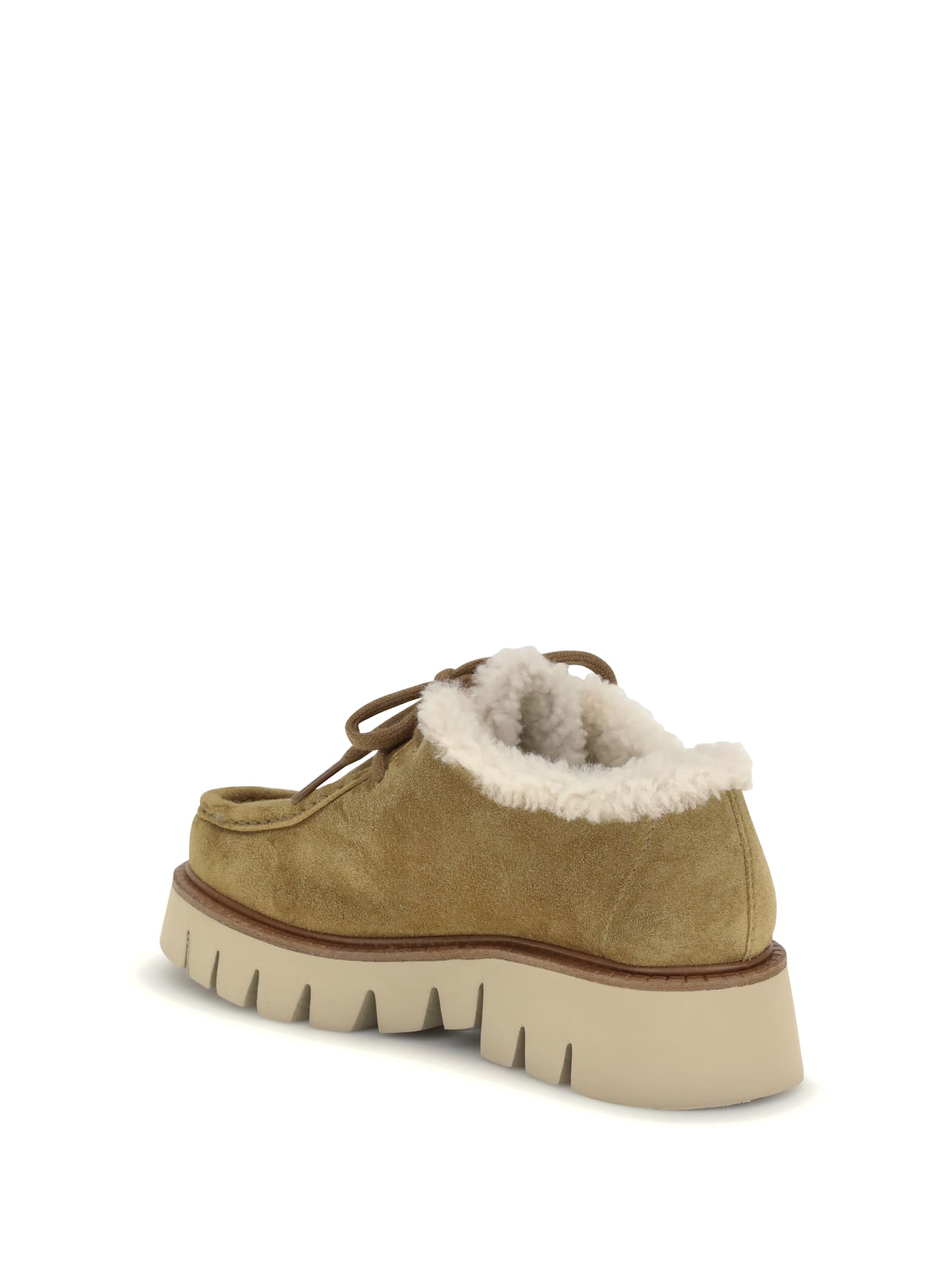 Pedro Garcia Lace-up Shearling Sneakers In Brown