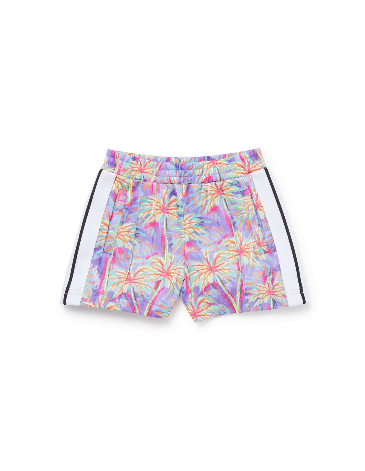 PALM ANGELS LILAC SHORTS WITH ALL-OVER PALM MOTIF
