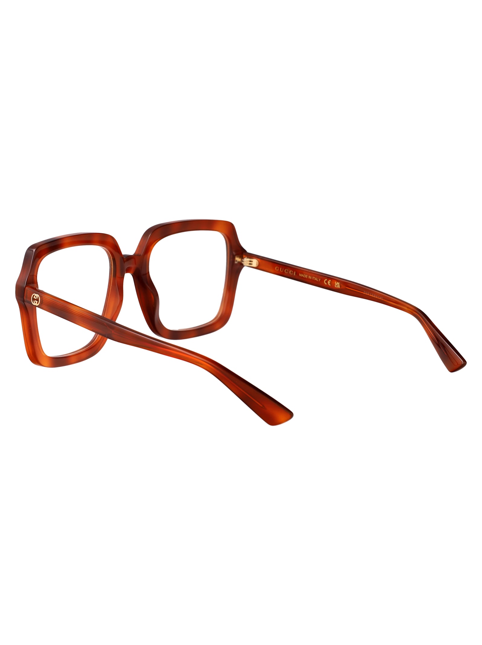 Gucci Havana Havana Transparent Acetate Glasses In Red