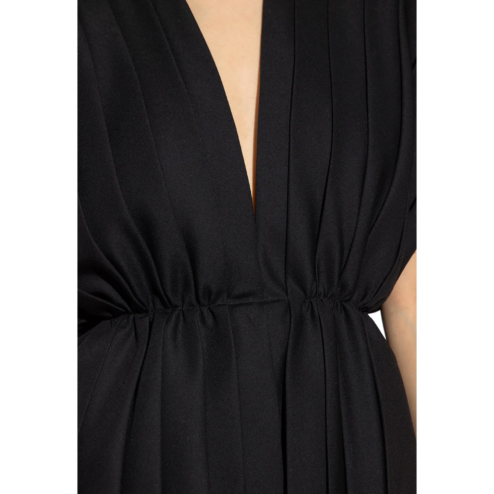 Gucci Pleated Wool Mini Dress In Black