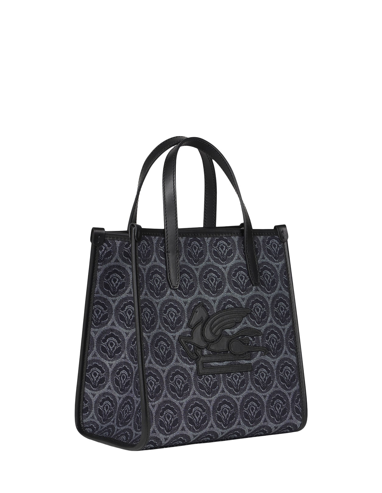 Shop Etro Love Trotter Medium Bag In Blue Jacquard Denim