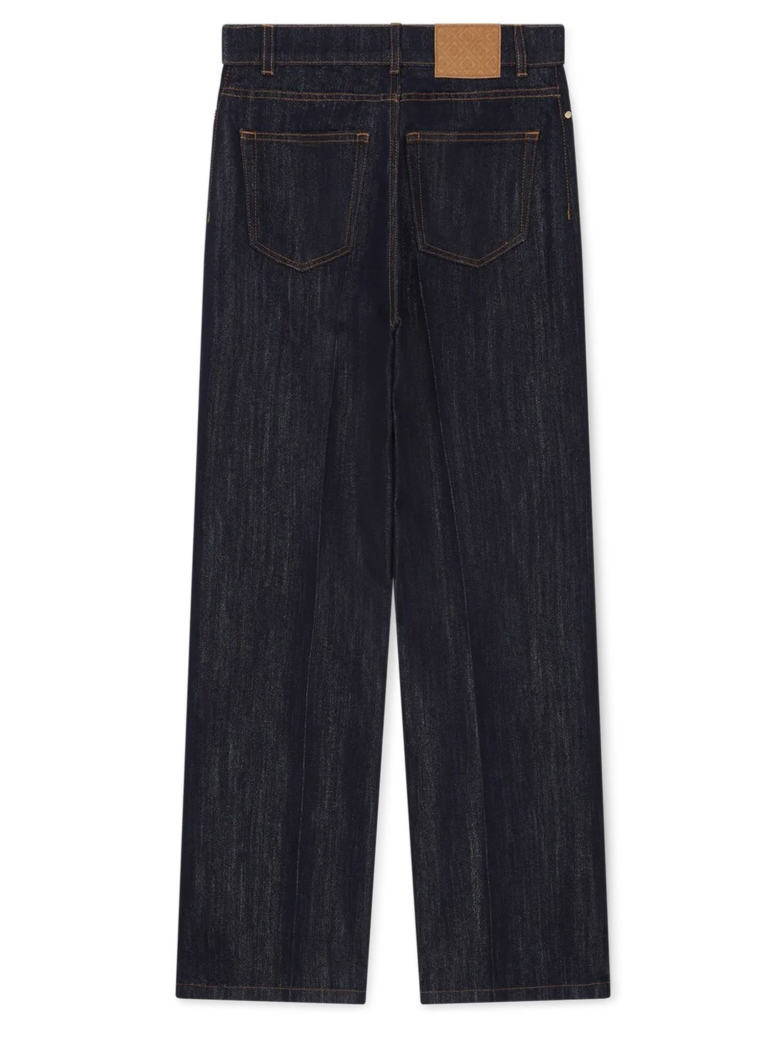 Shop Casablanca Washed Indigo Silver Lurex Jeans In Blue