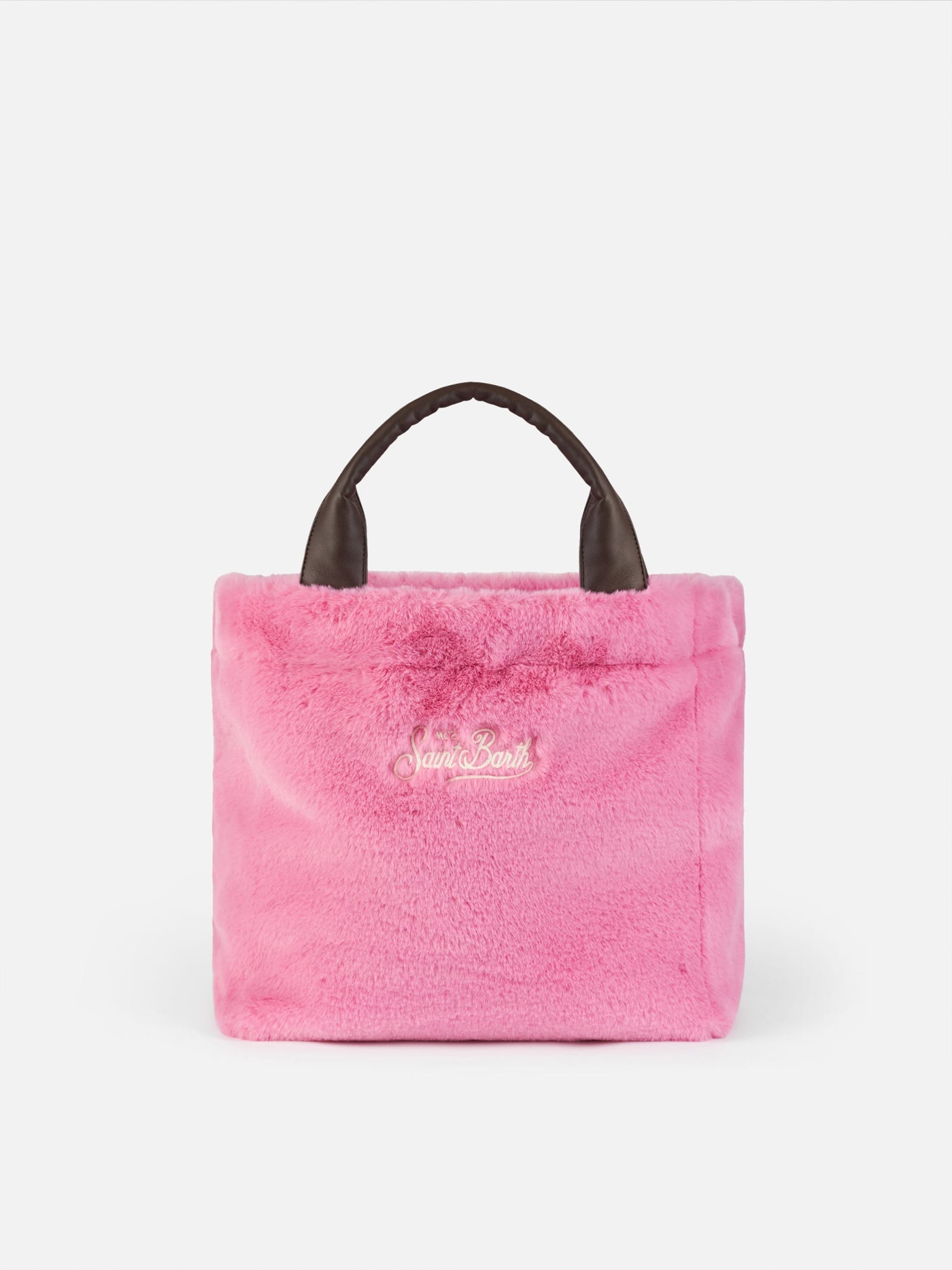 Mc2 Saint Barth Furry Soft Colette Fuchsia Handbag With Shoulder Strap In Pink