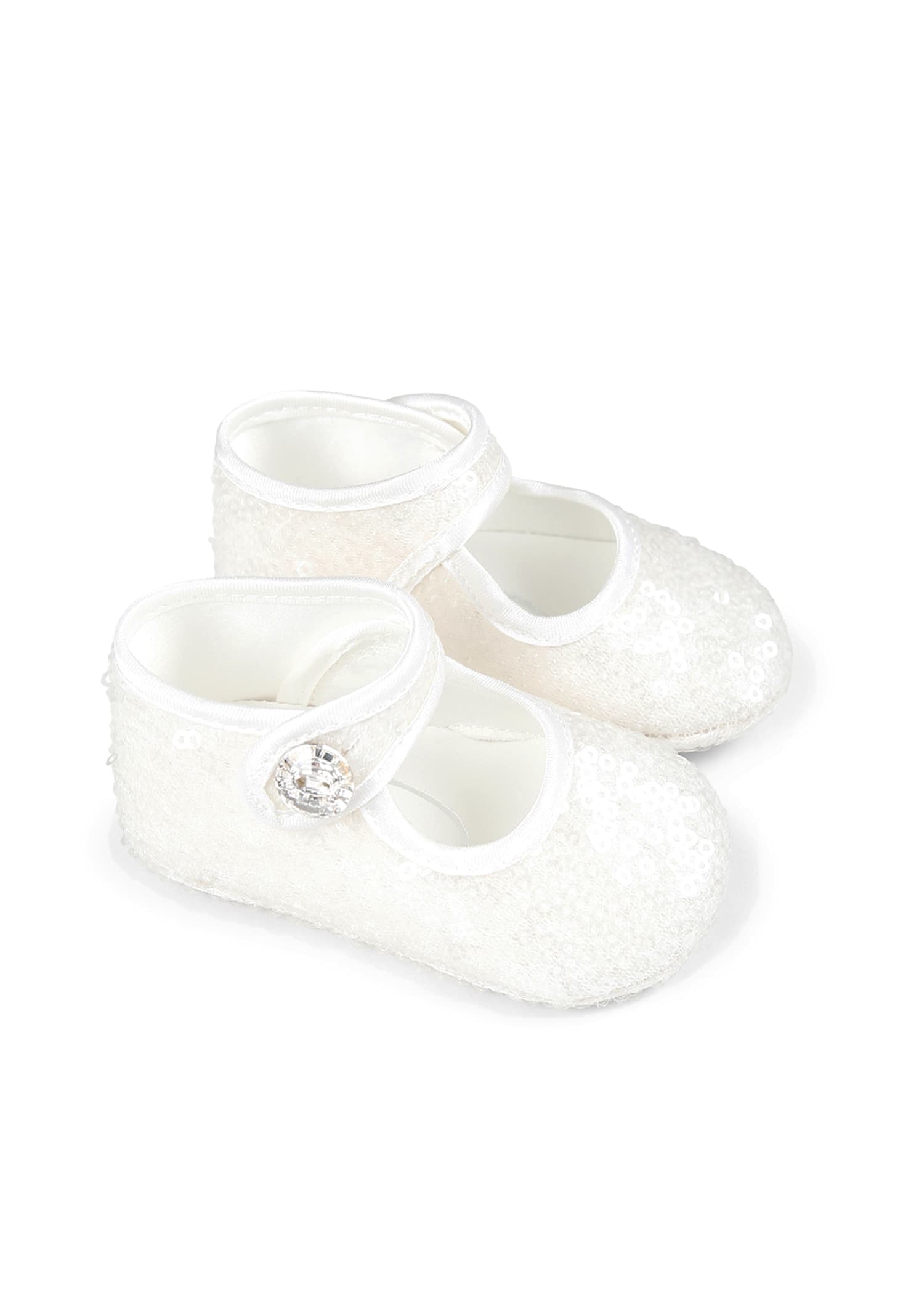 Monnalisa White Ballet Flats For Baby Girl In White