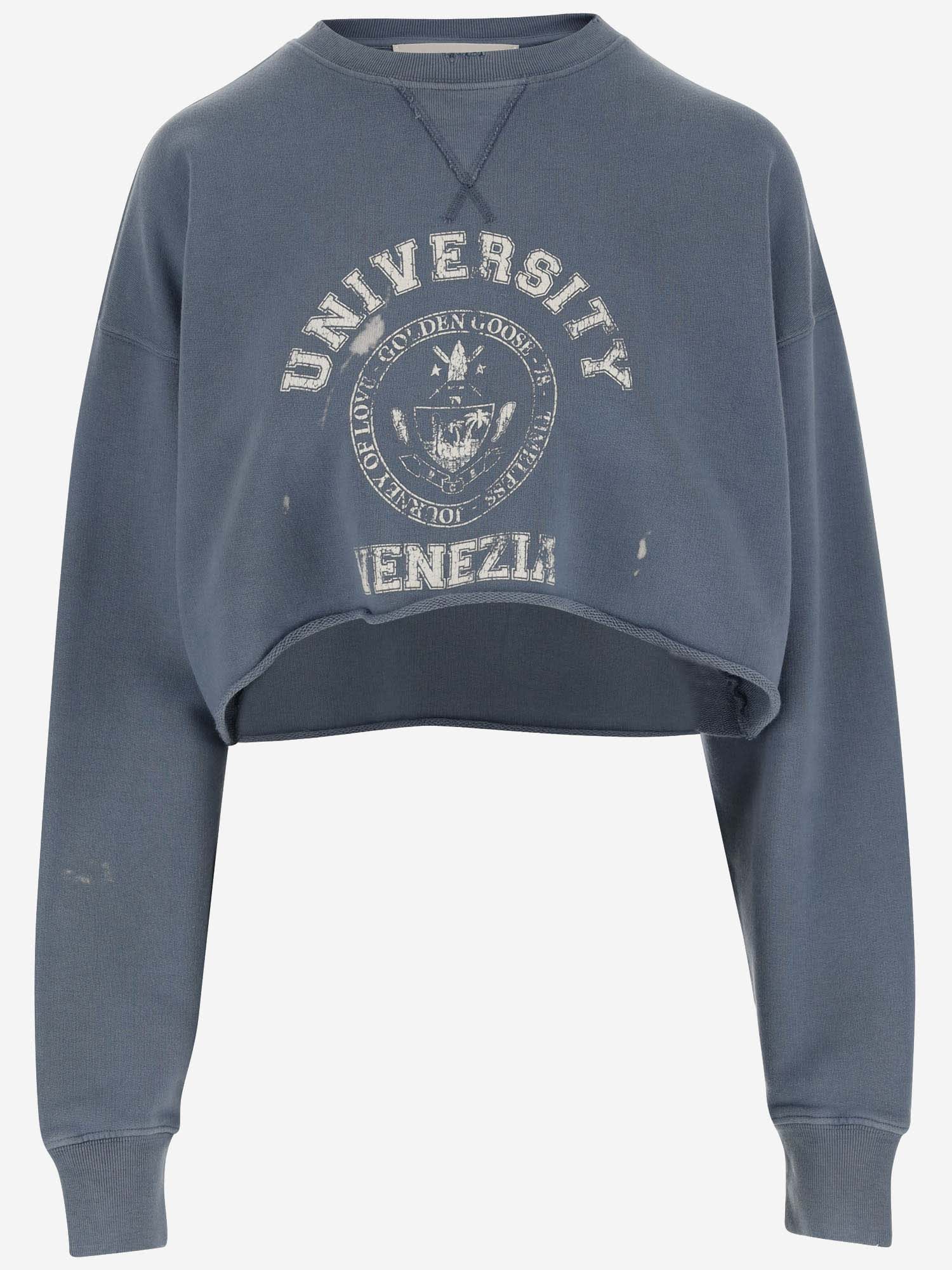 Cotton Crop Sweatshirt With Logo