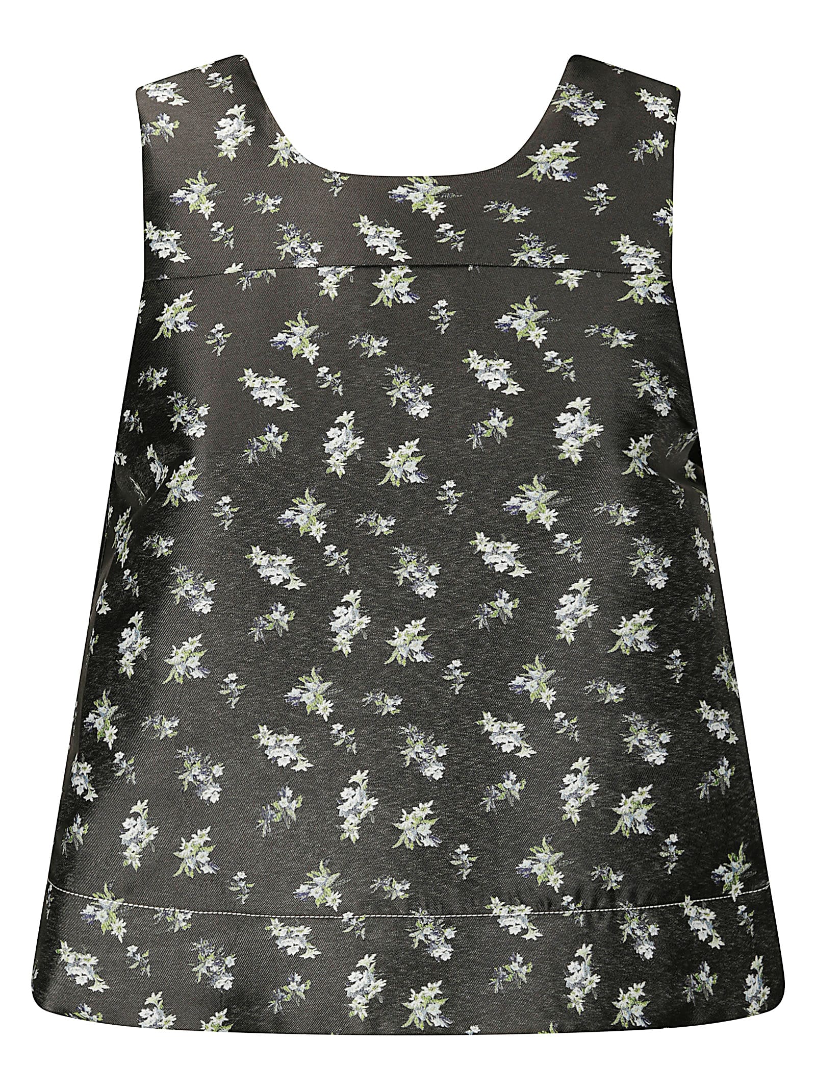 Floral Jacquard Sleeveless Open Neck Top