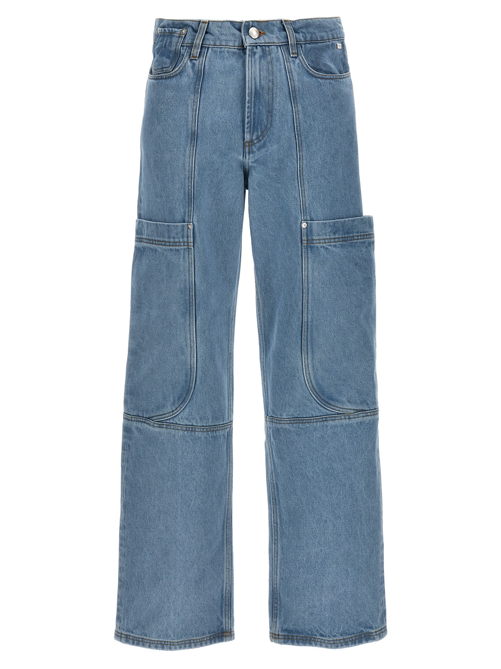 Shop Gcds Denim Ultrapocket Jeans In Light Blue
