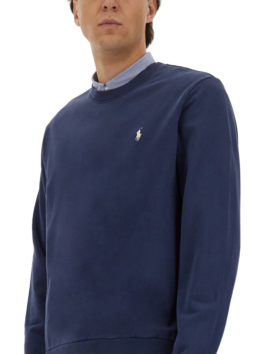 Polo Ralph Lauren Logo Cotton Sweatshirt In Blue