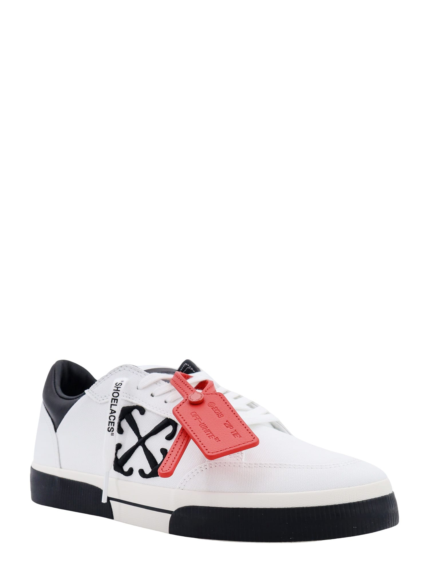 Shop Off-white New Low Vulcanized Sneakers In White Black (black)