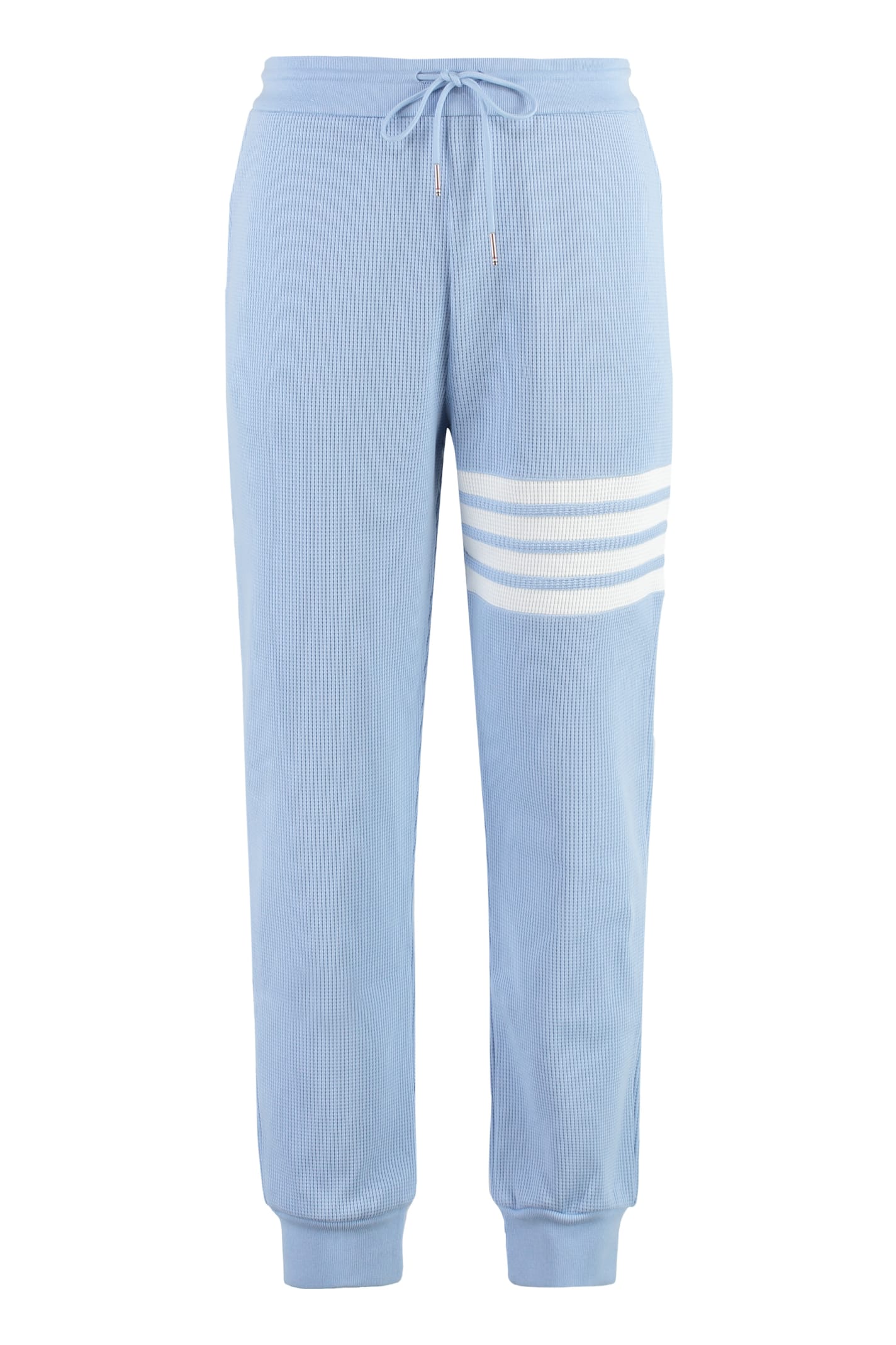 Thom Browne 4-bar Pants In Waffle Jersey In Blue