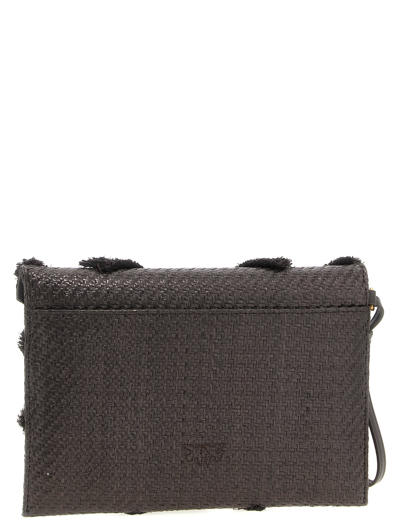 Pinko Raffia Flat Clutch Brown In Black