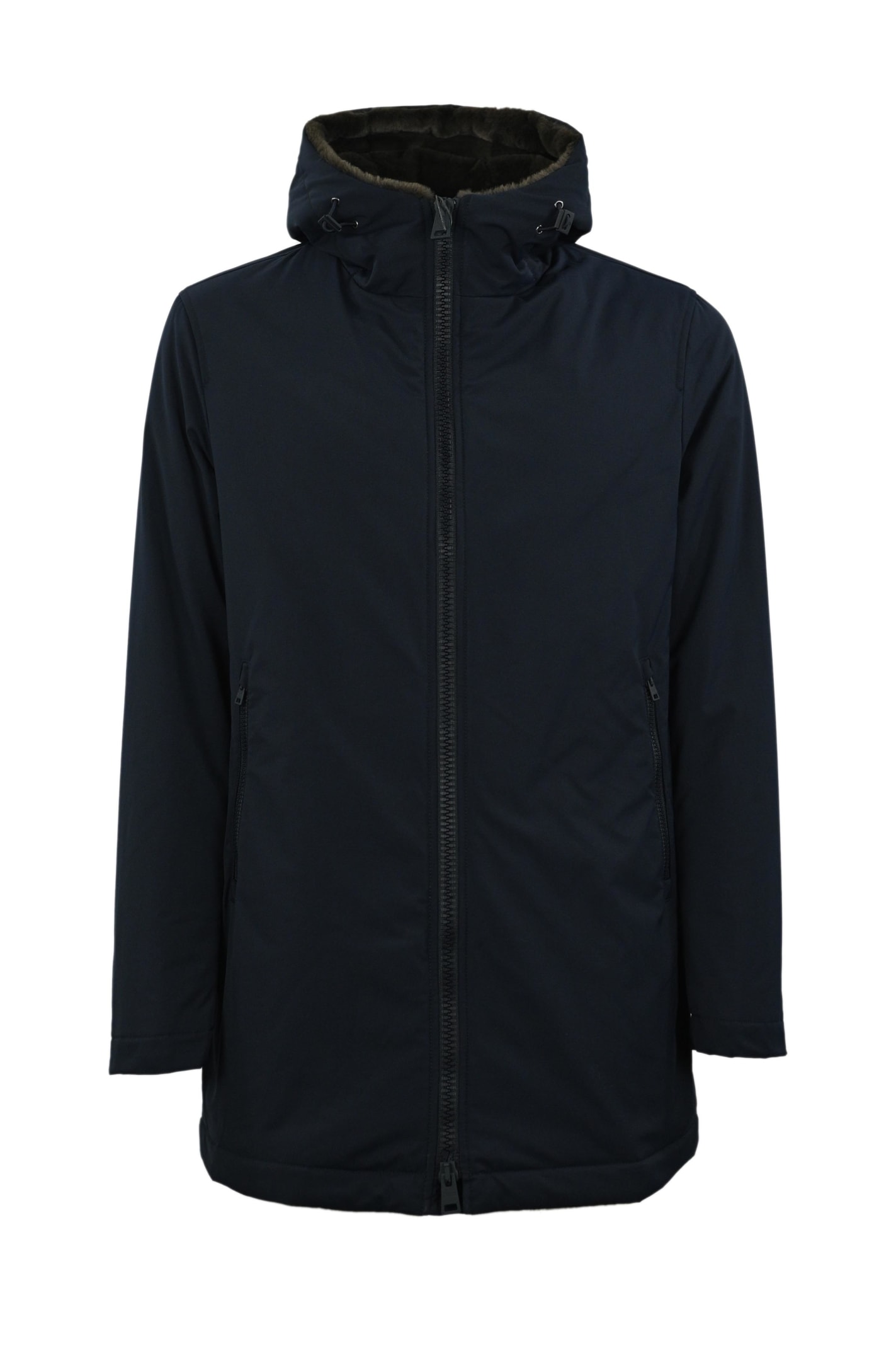 Shop Herno Parka With Hood In Blu/marrone