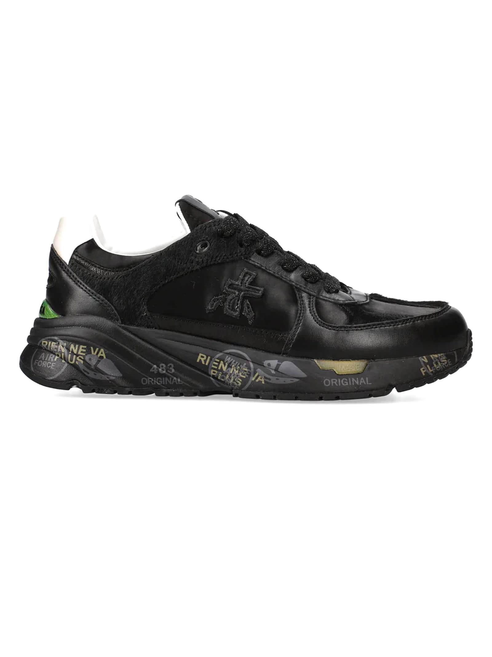 Shop Premiata Black Leather Mase Sneakers