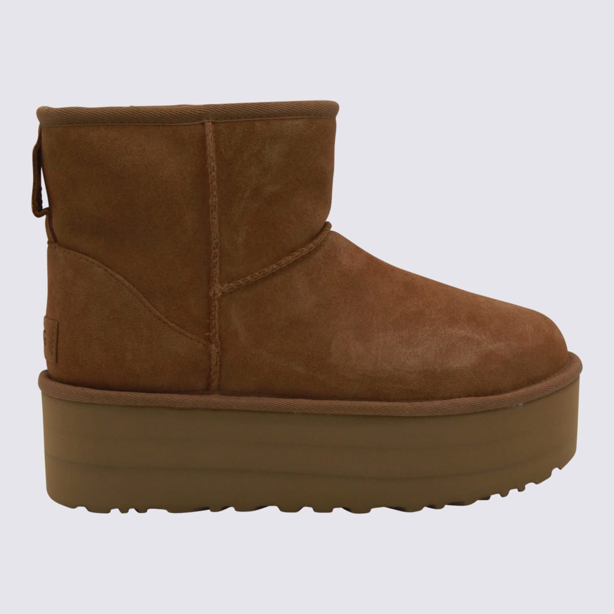 Ugg Beige Classic Mini Platform Boots In Brown