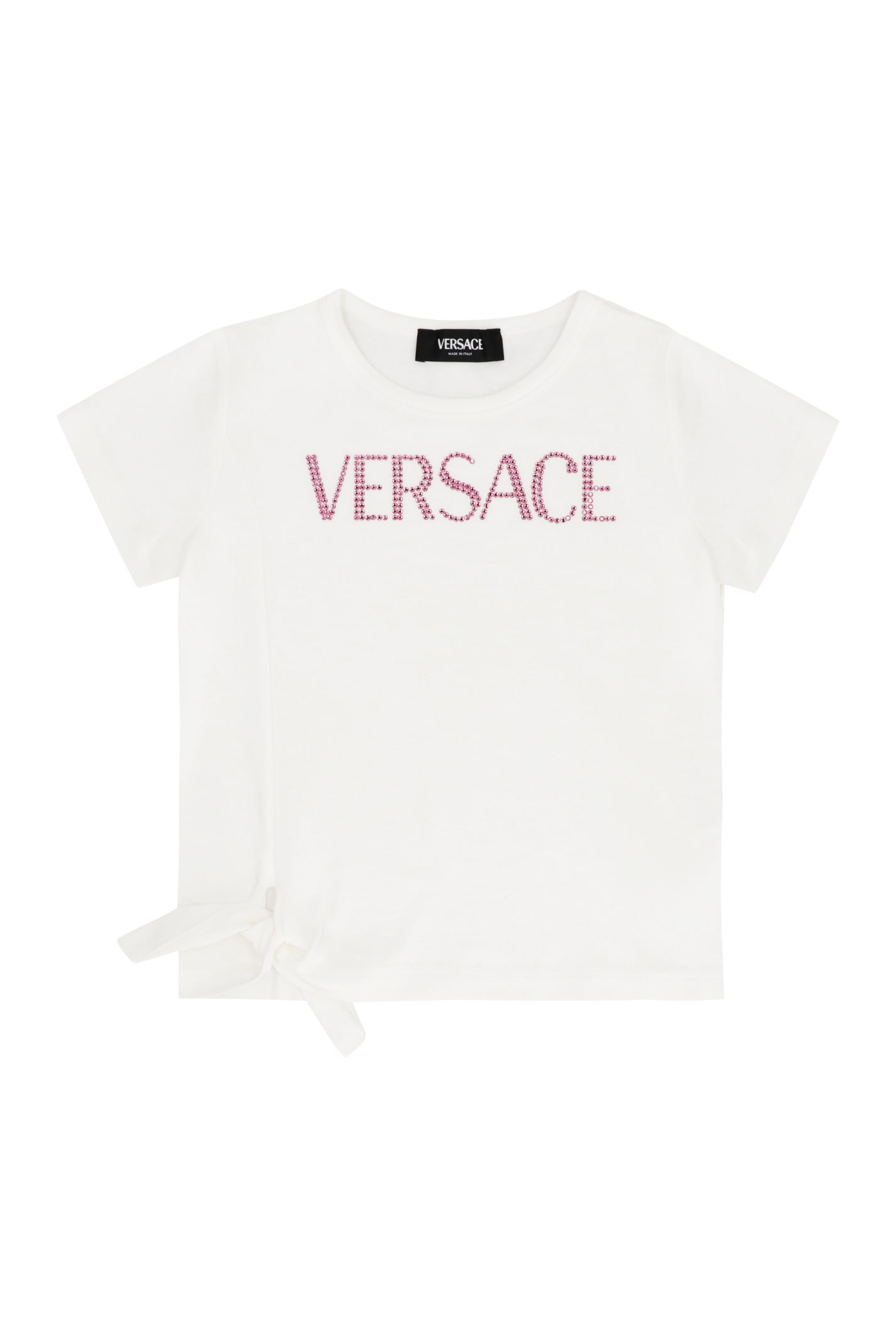 Young Versace Cotton Crew-neck T-shirt In White