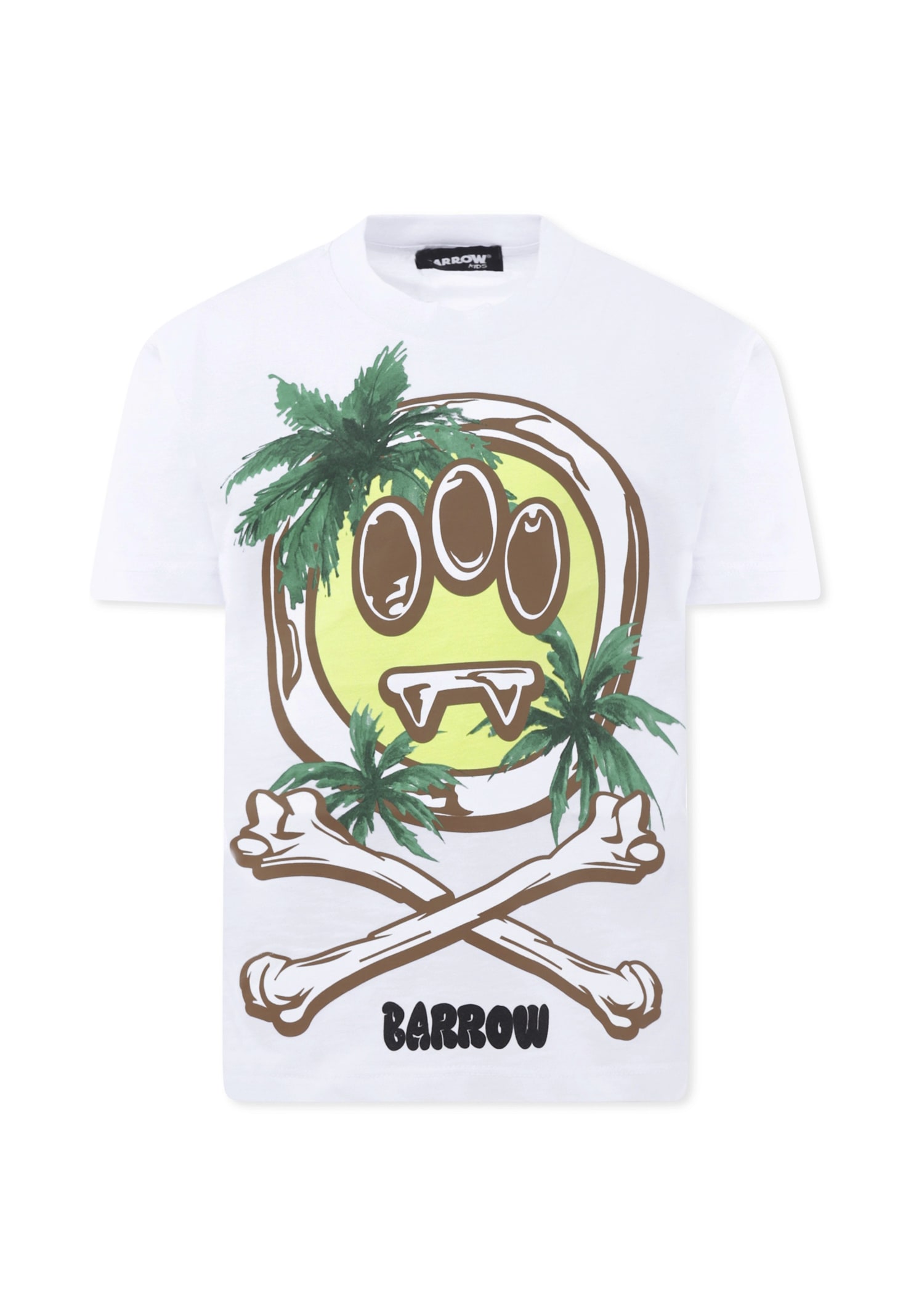 Barrow White T-shirt For Kids With Smiley In White