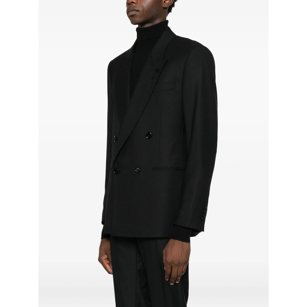 Lardini Double-breasted Blazer In Black