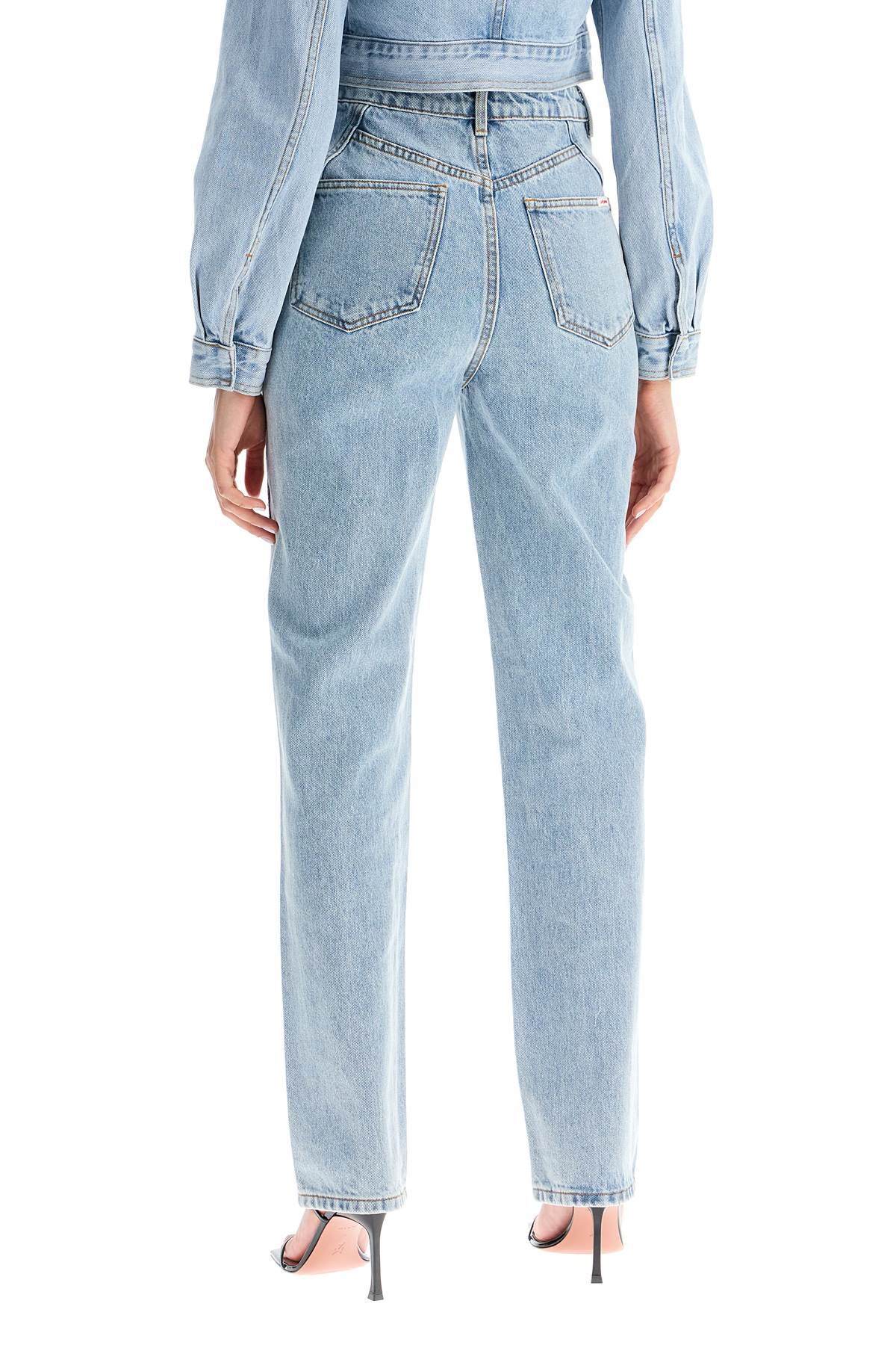 Shop Self-portrait Straight Jeans With Crystals In Light Blue (blue)