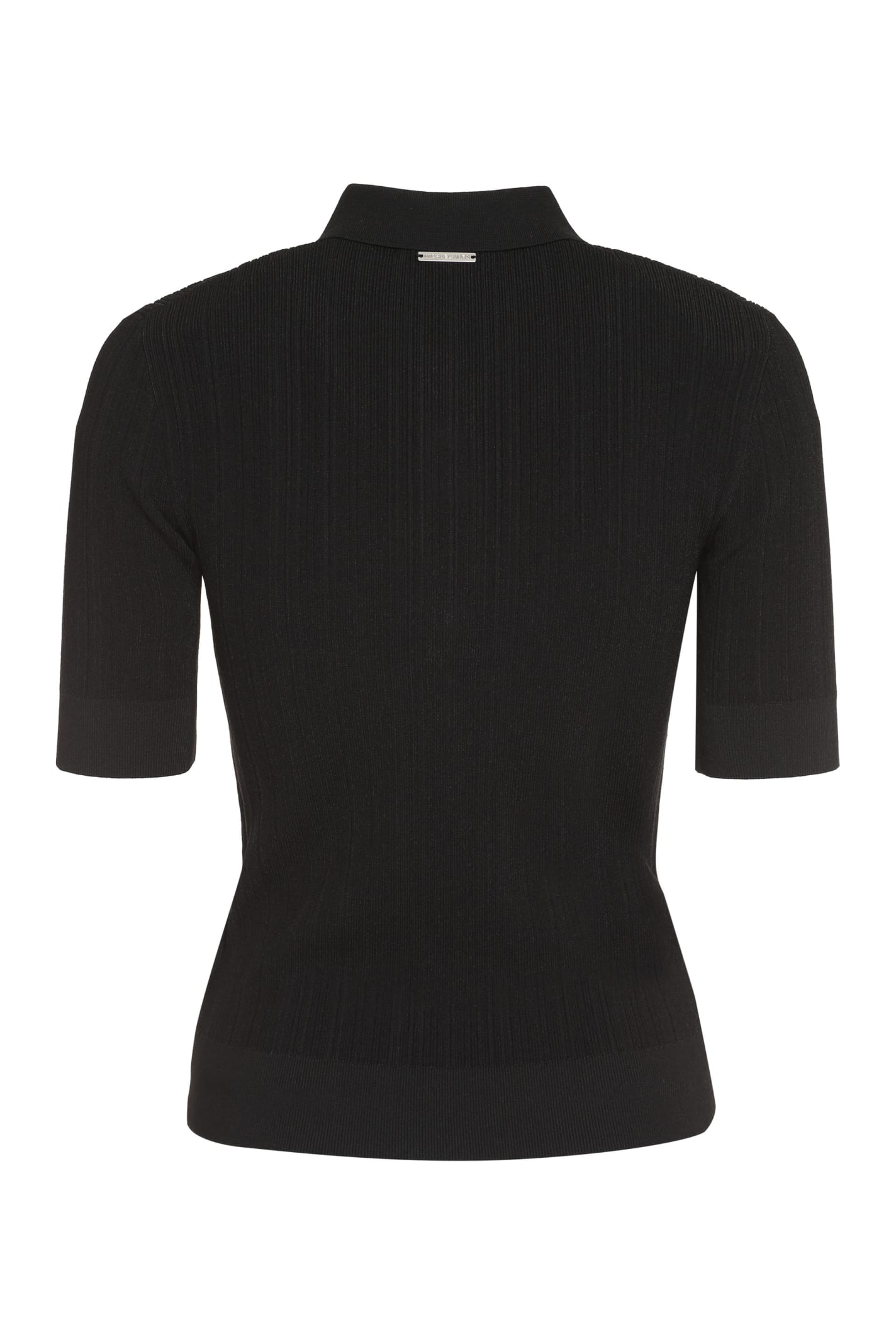 Shop Michael Michael Kors Ribbed Knit Polo Shirt In Black