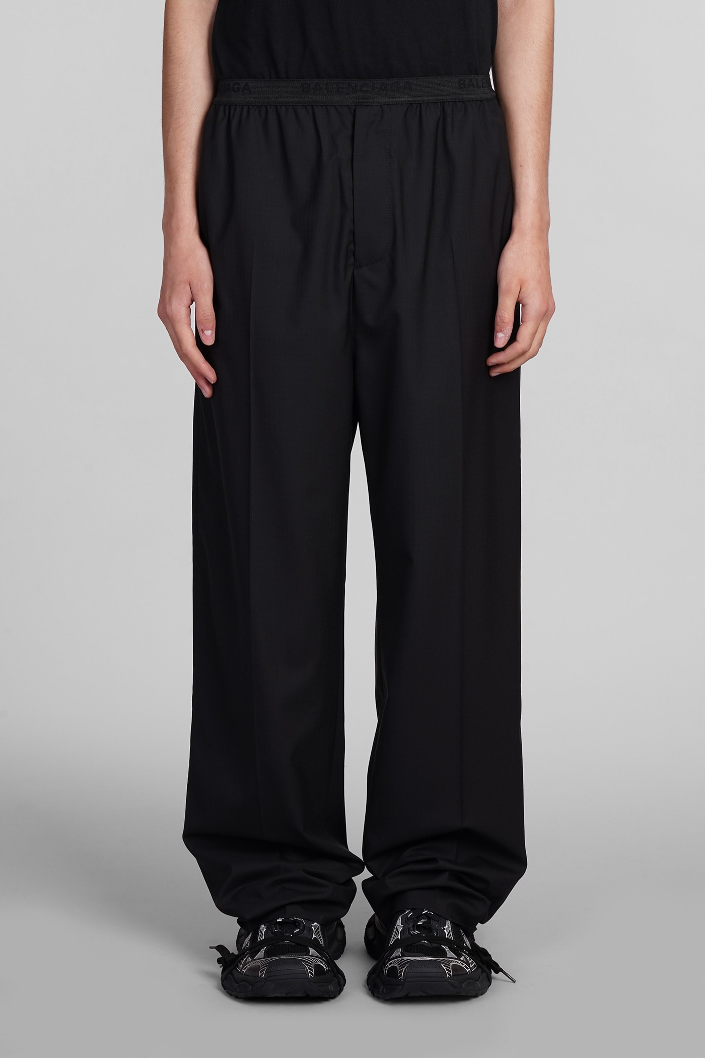 Shop Balenciaga Pants In Black Wool